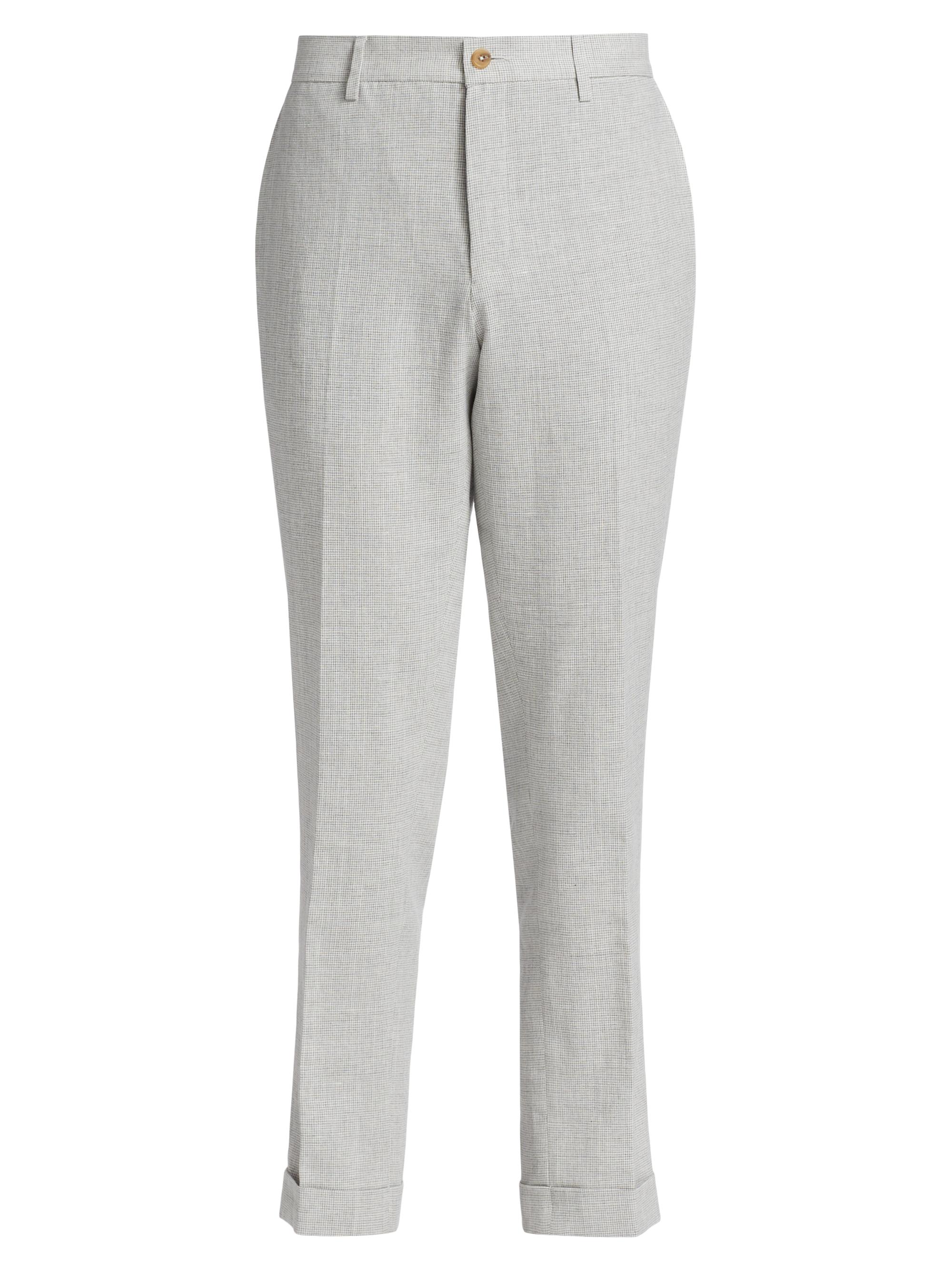 Saks Fifth Avenue Men's Slim-Fit Cropped Herringbone Pants - Gull