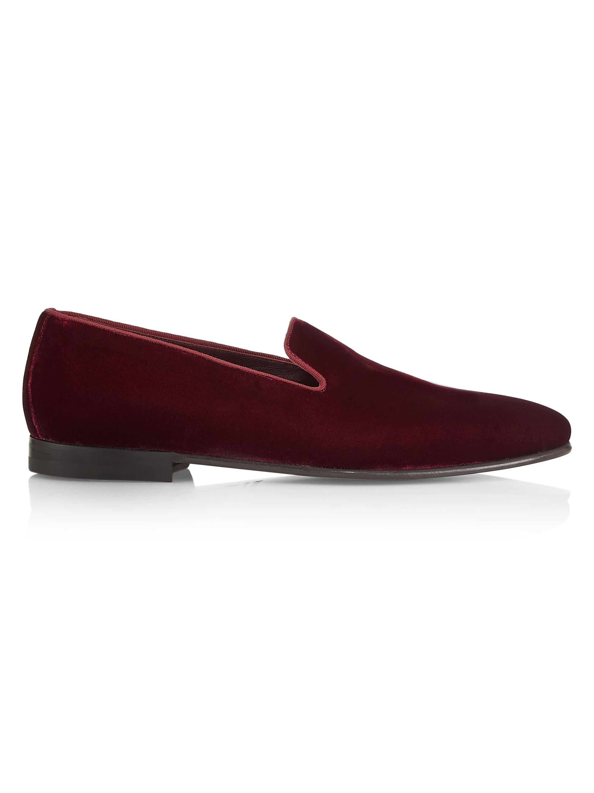 Manolo Blahnik Men's Mario Velvet Loafers - Dark Red