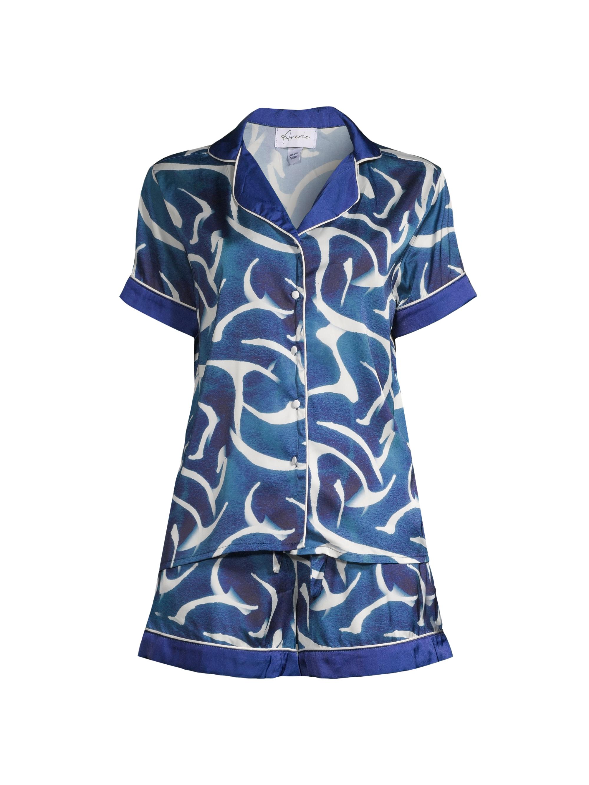 Averie Sleep Women's Thea Hamu Print Short Pajama Set - Royal Blue