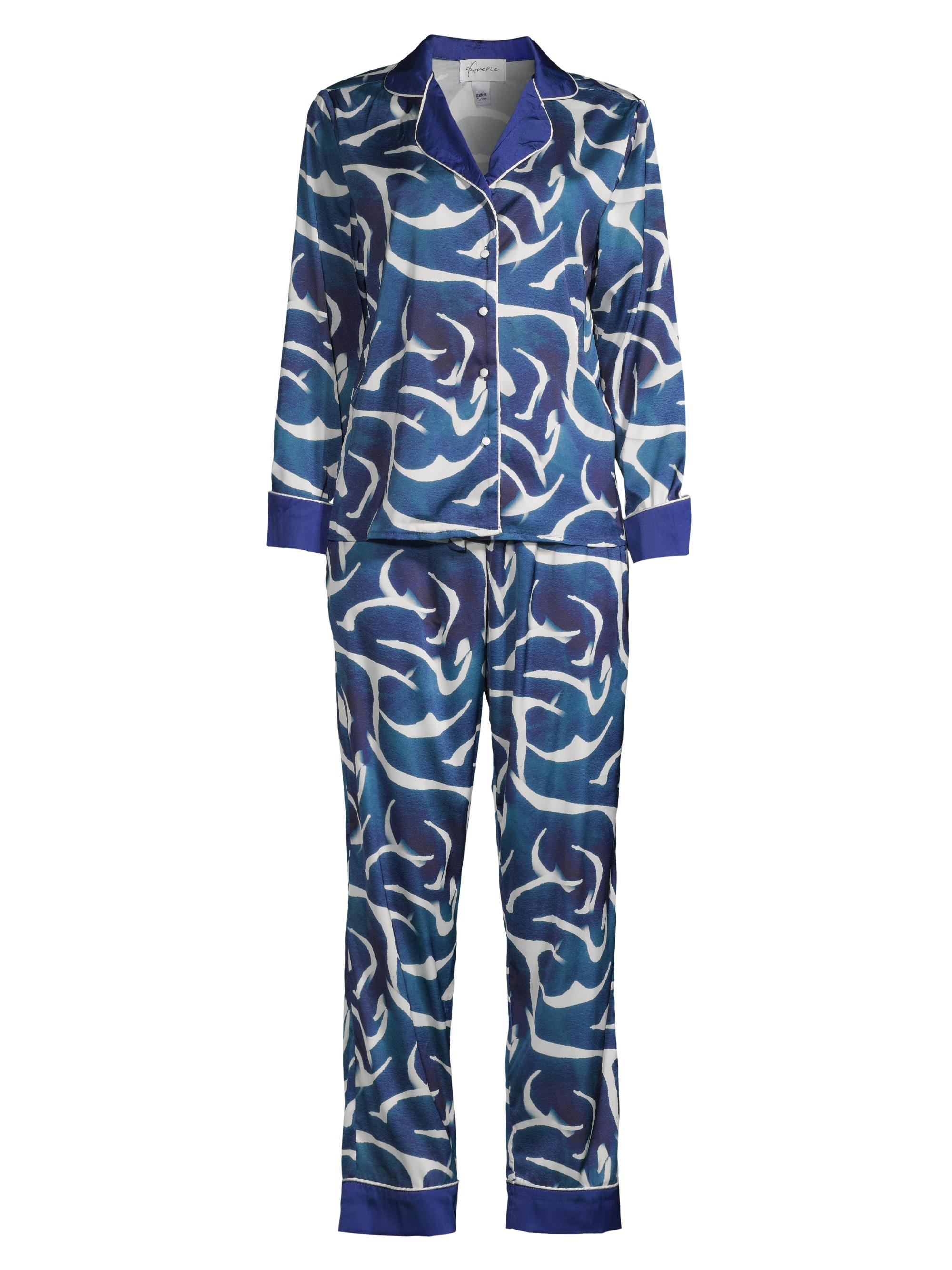Averie Sleep Women's Two-Piece Hamu Print Pajama Set - Royal Blue