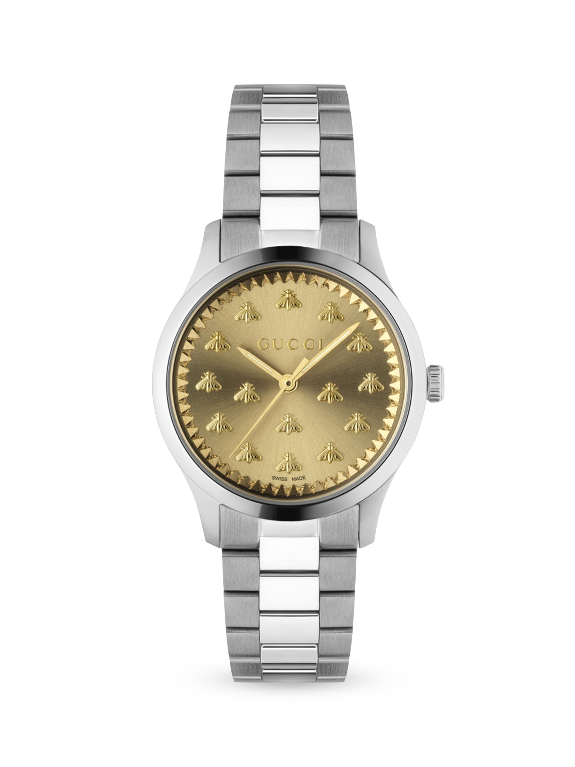 Gucci Women's G Timeless Multibee Golden Stainless Steel Bracelet Watch - Steel