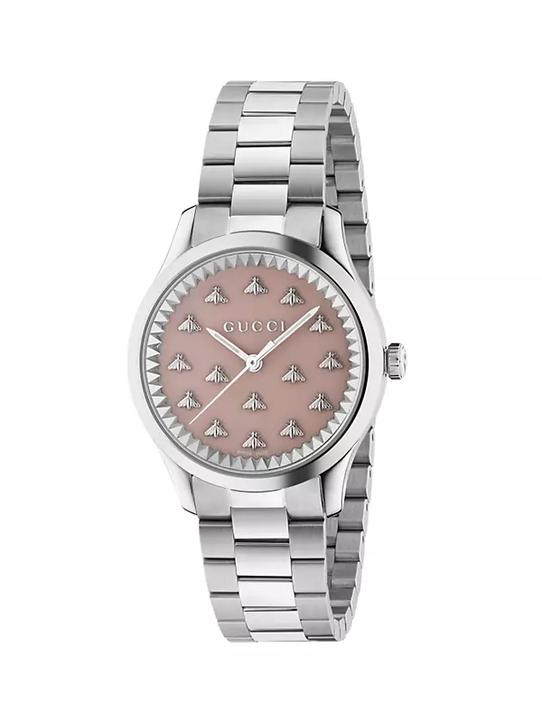 G Timeless Multibee Pink Stainless Steel Bracelet Watch