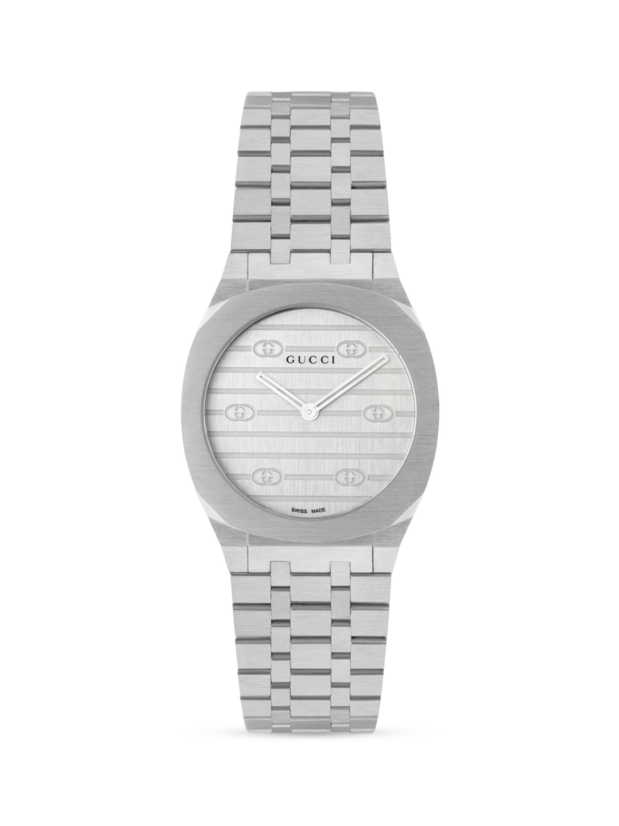 Gucci Women's Logo-Embossed Stainless Steel Bracelet Watch - Steel