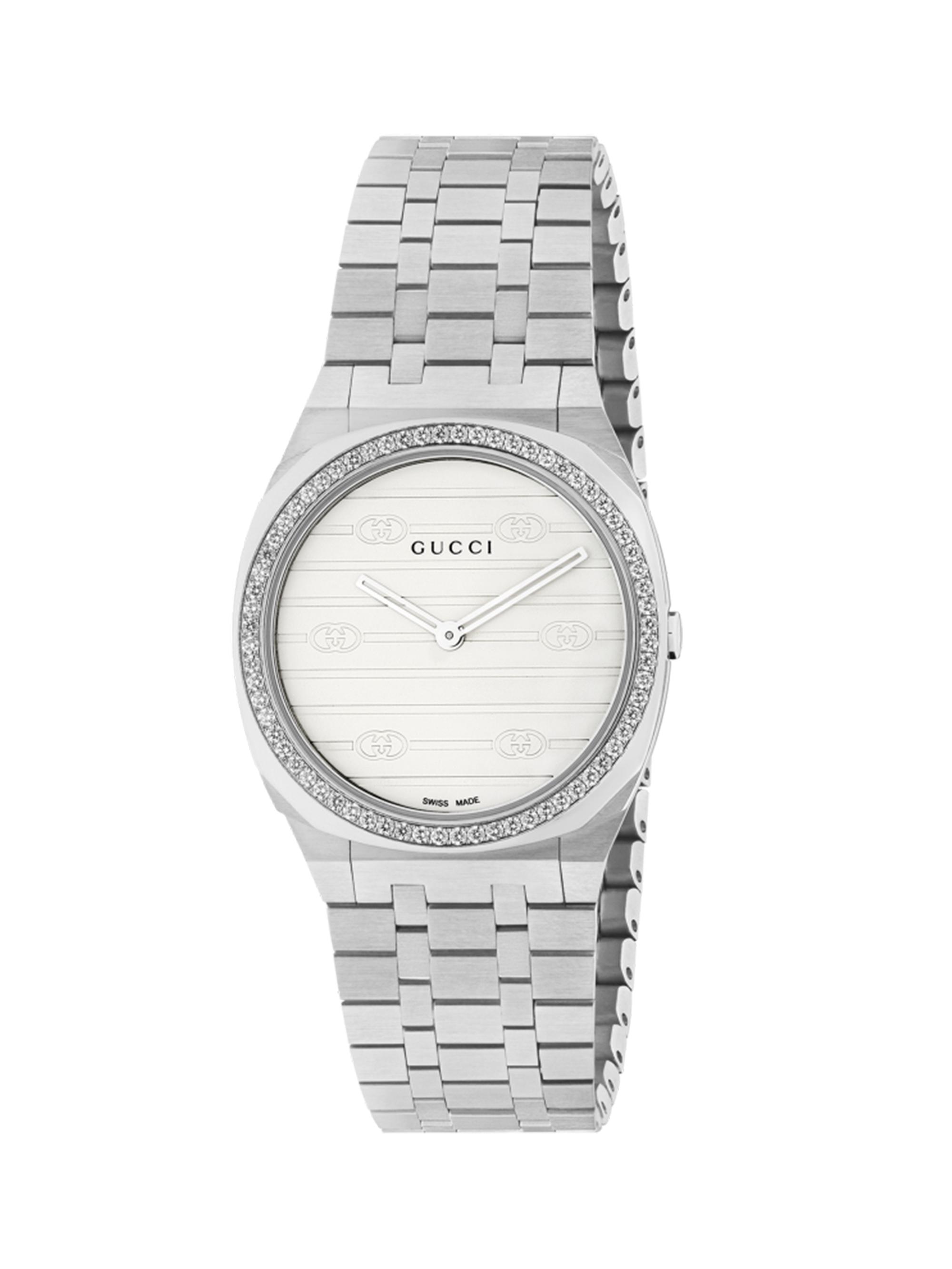 Gucci Women's Logo-Embossed Stainless Steel & Diamond Bracelet Watch - Steel