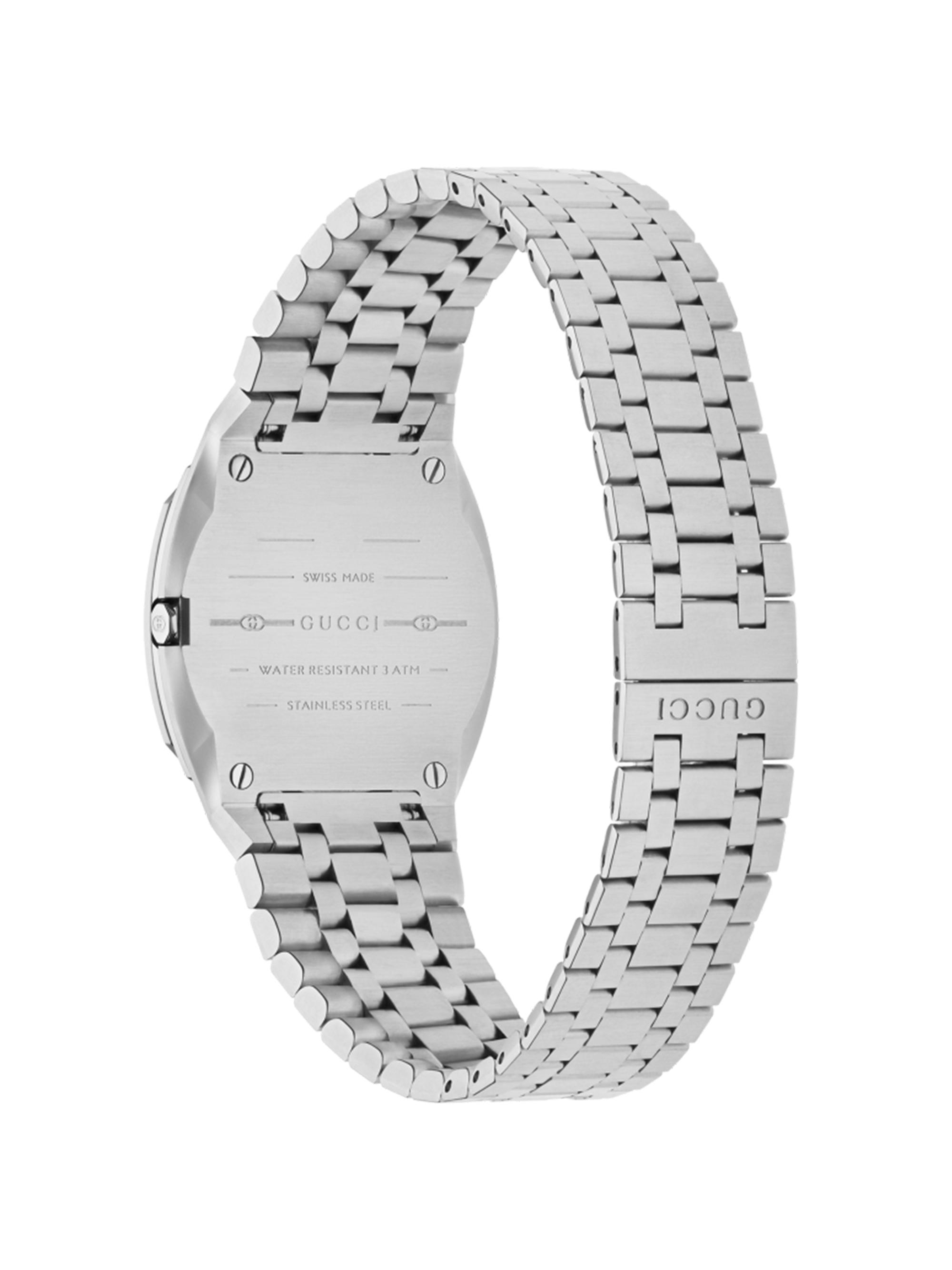 Gucci Logo-Embossed Stainless Steel & Diamond Bracelet Watch