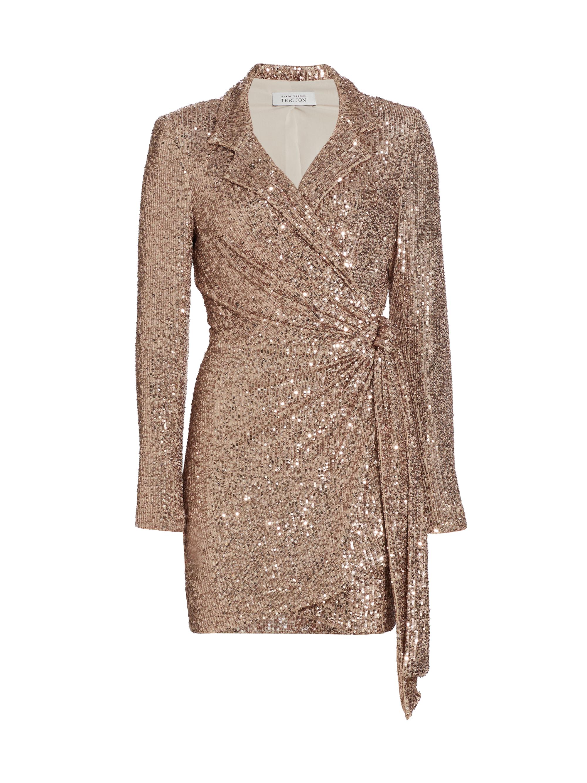 Teri Jon by Rickie Freeman Women's Sequin Wrap Top - Copper