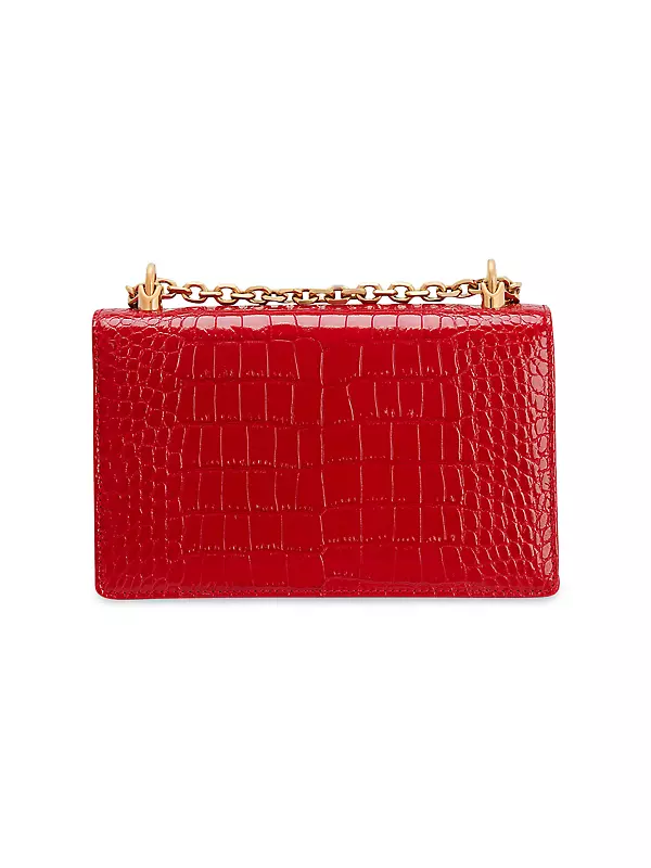 Polo ID Croc-Embossed Chain Wallet & Bag