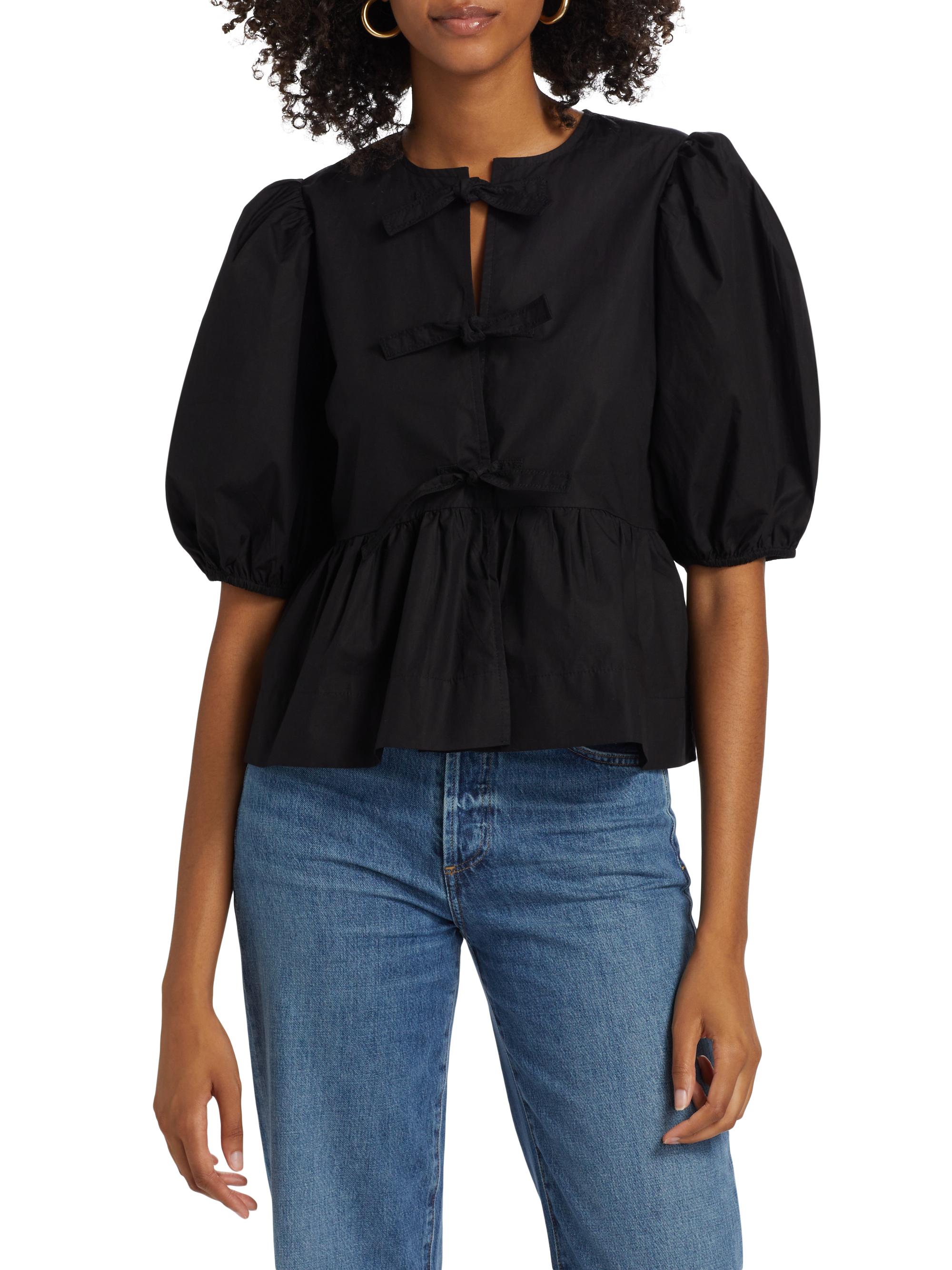 Ganni Cotton Poplin Peplum Blouse | Saks Fifth Avenue