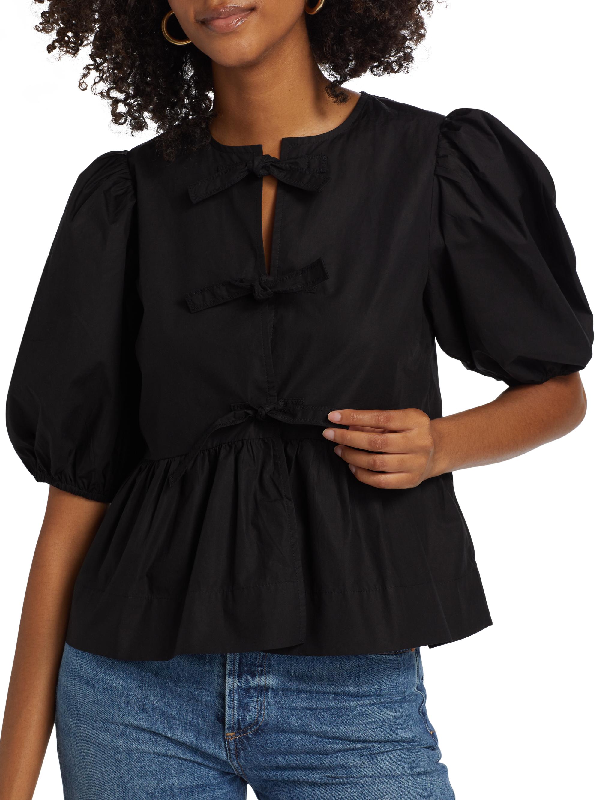 GANNI ブラウス Cotton Poplin Peplum Blouse Ganni Cotton Poplin Peplum Blouse | Saks Fifth Avenue