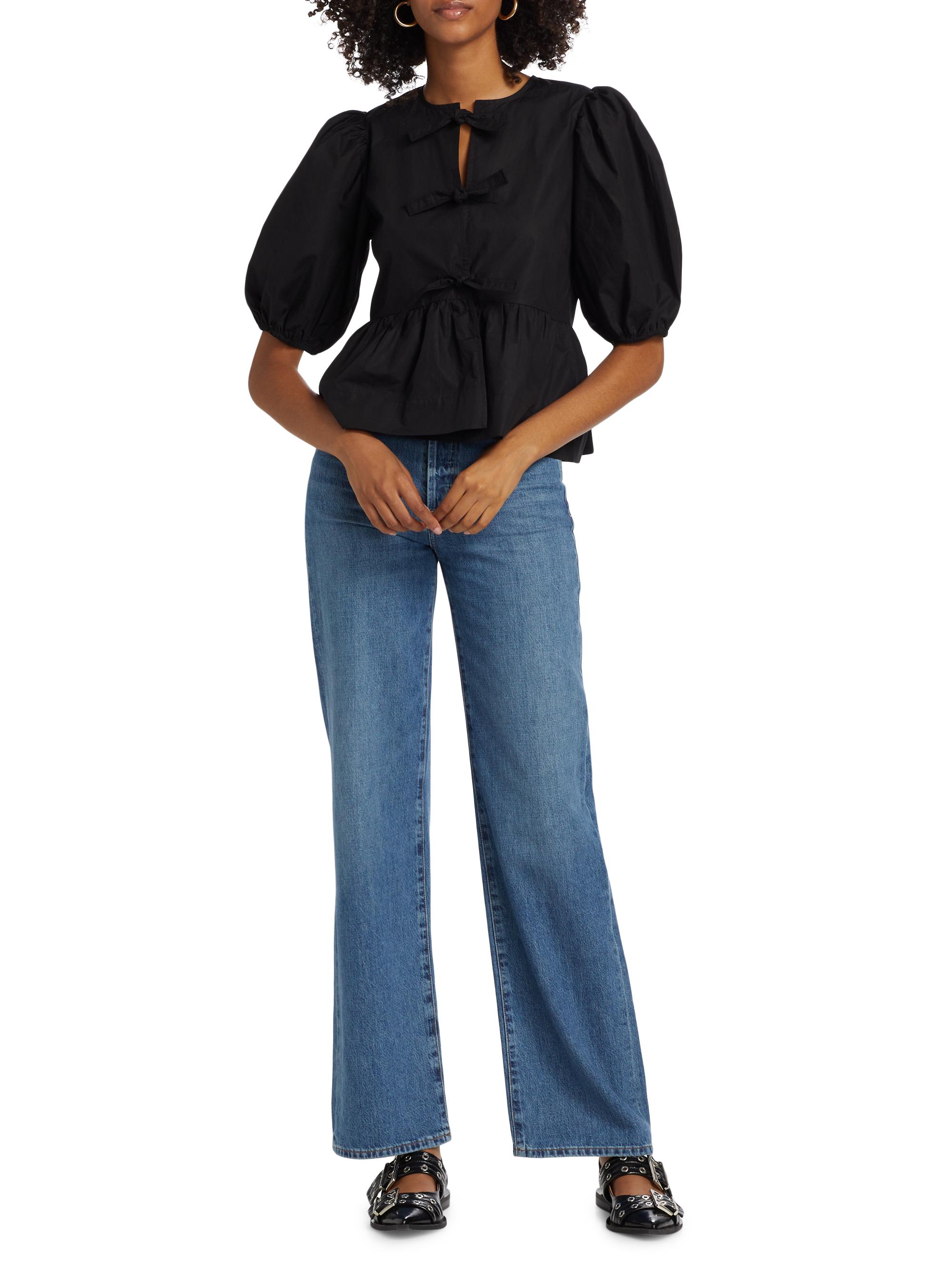 トップス Ganni Cotton Poplin Peplum Blouse Amazon.com: Ganni, Cotton Poplin Peplum Blouse, 34 (2