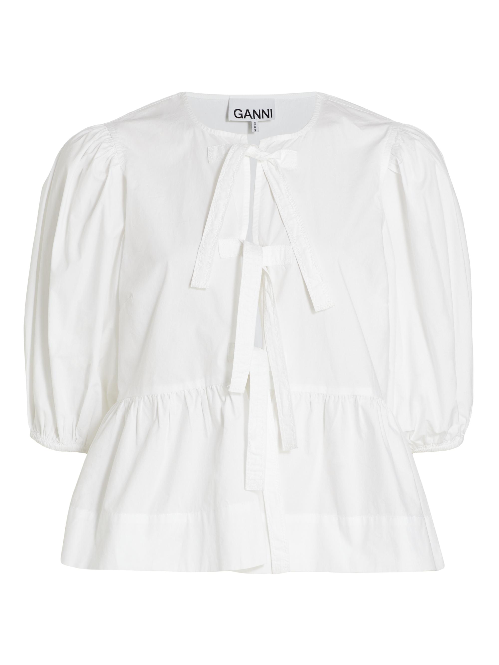 Ganni Women's Cotton Poplin Peplum Blouse - Bright White