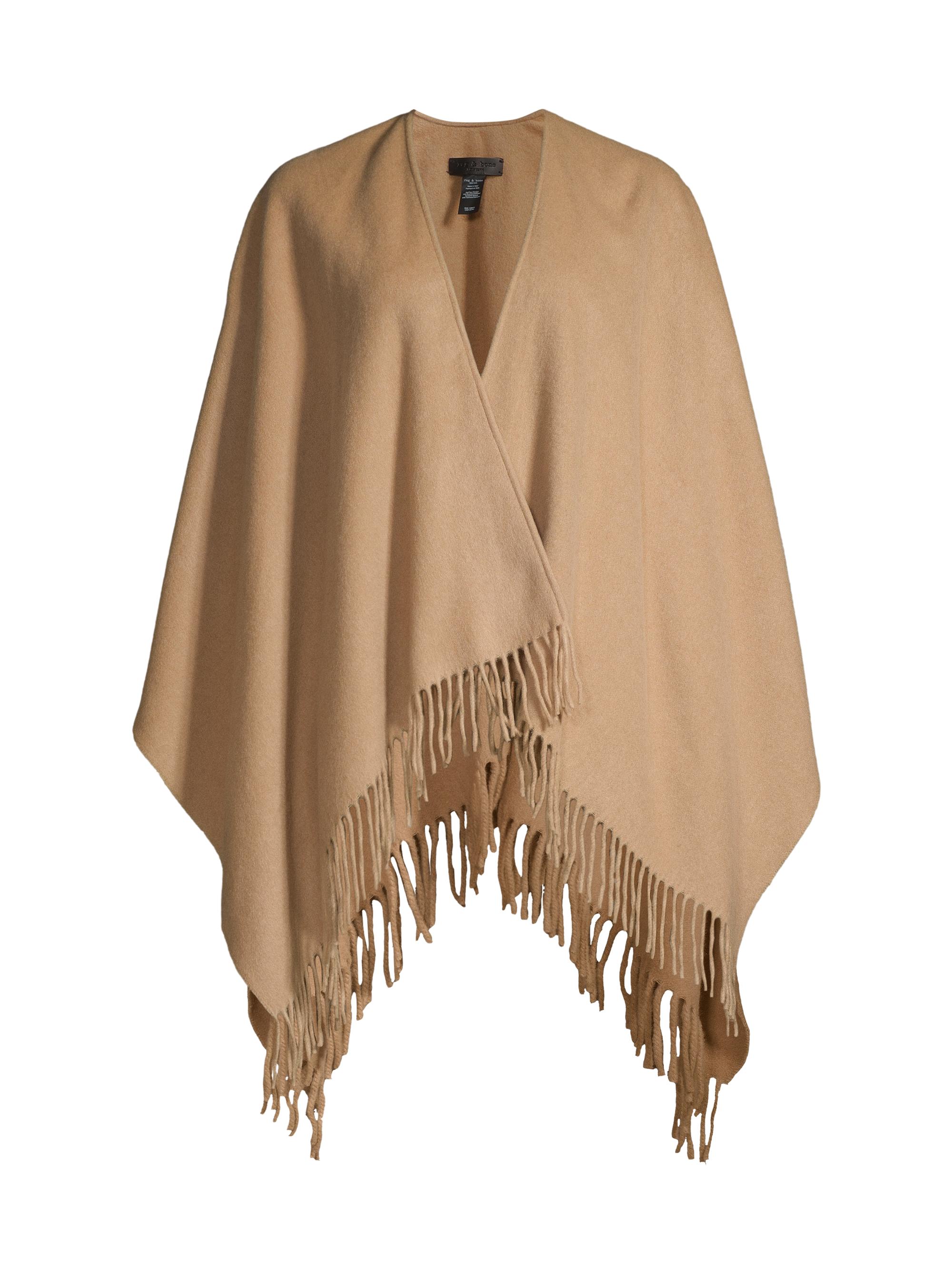 rag & bone Women's Cashmere Fringe-Trim Poncho - Heather Grey