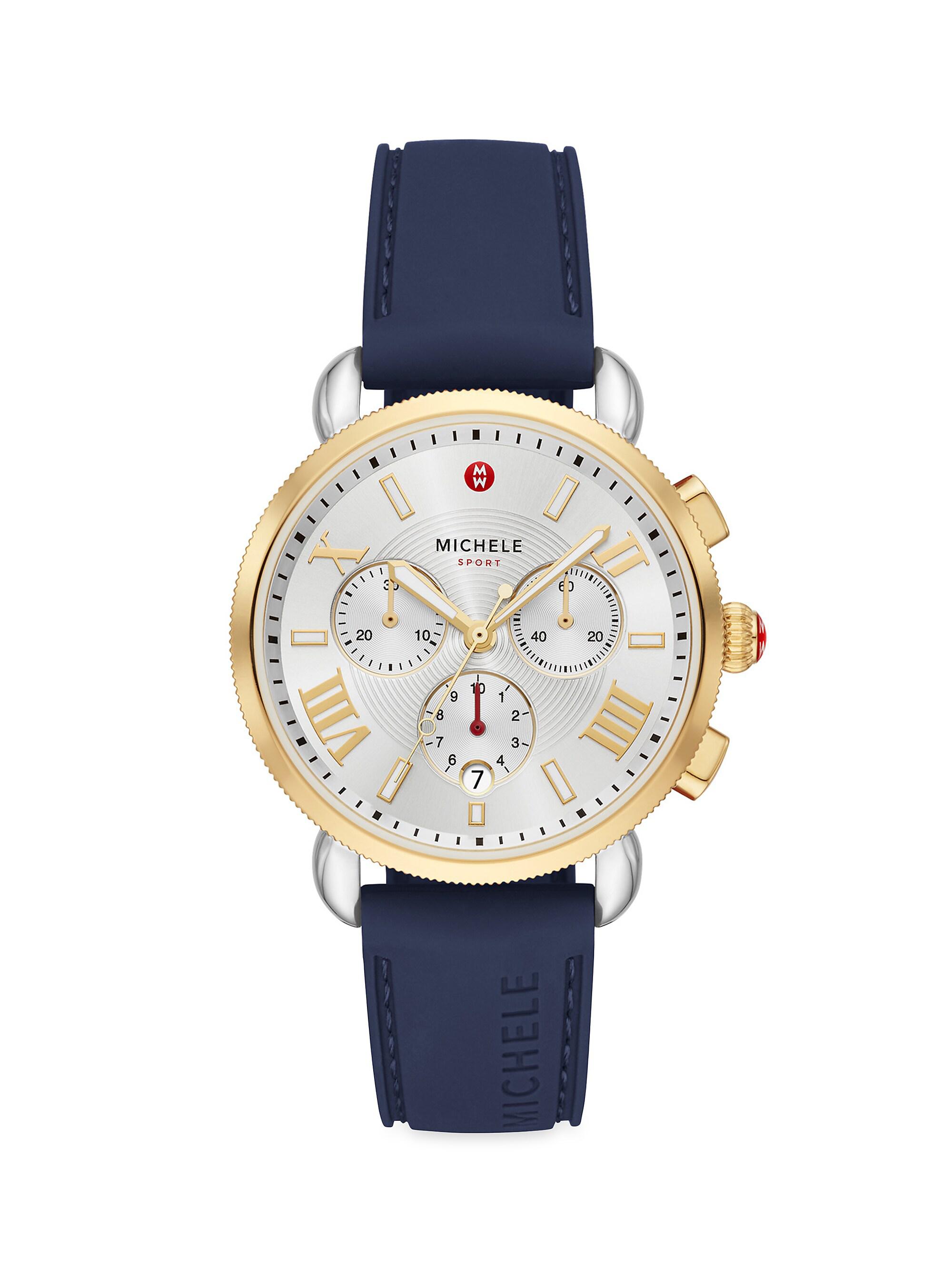 Michele Women's Sporty Sport Sail Two-Tone Stainless Steel & Silicone Chronograph Watch