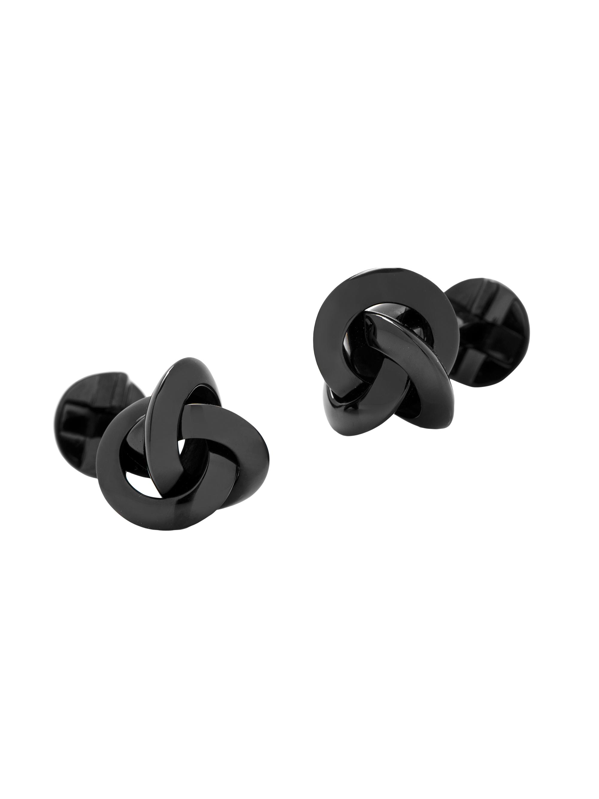 Cufflinks, Inc. Men's Sterling Silver Black Knot Cufflinks - Black