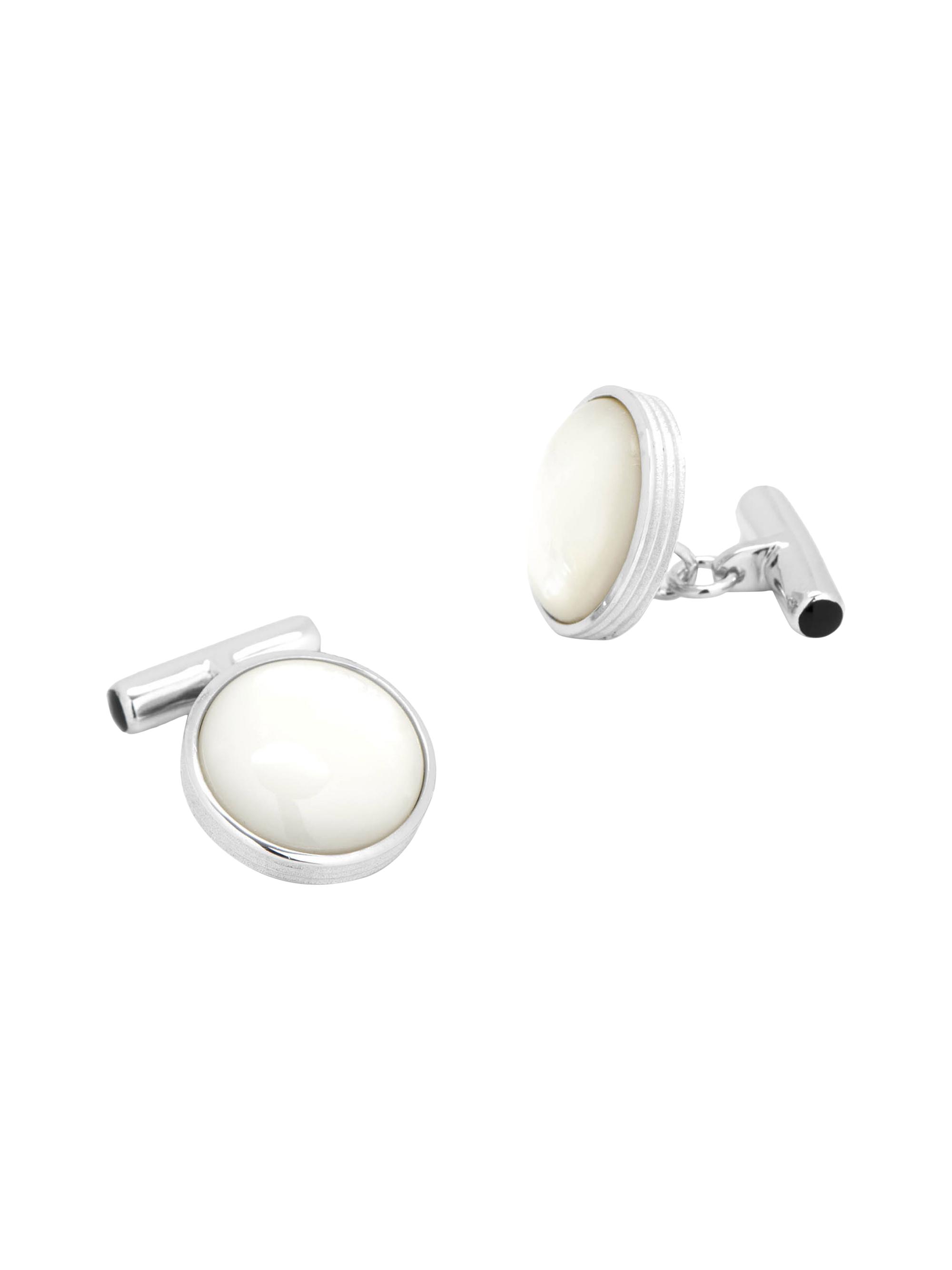 Cufflinks, Inc. Men's Sterling Silver & Ribbed Mother Of Pearl Cufflinks - Silver