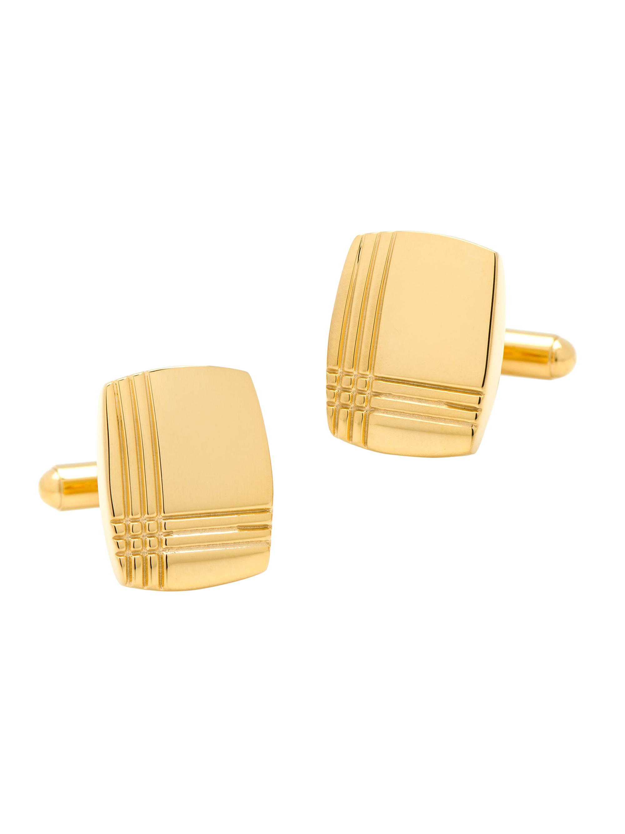 Cufflinks, Inc. Men's Stainless Steel Gold Plaid Cufflinks - Gold