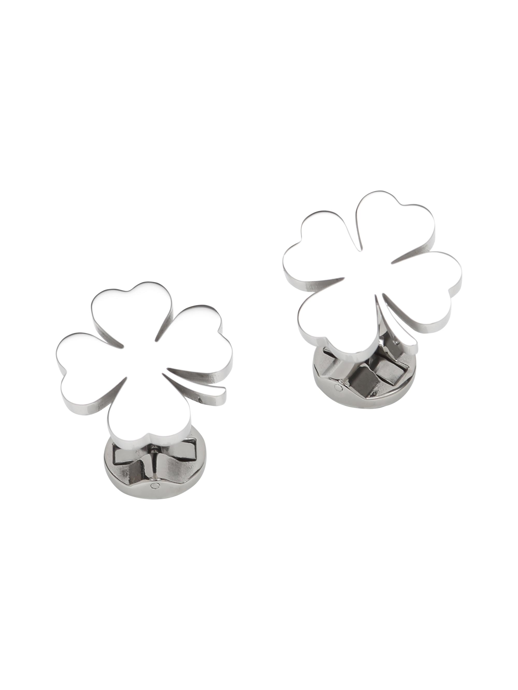 Cufflinks, Inc. Men's Four-Leaf Clover Stainless Steel Cufflink - Silver