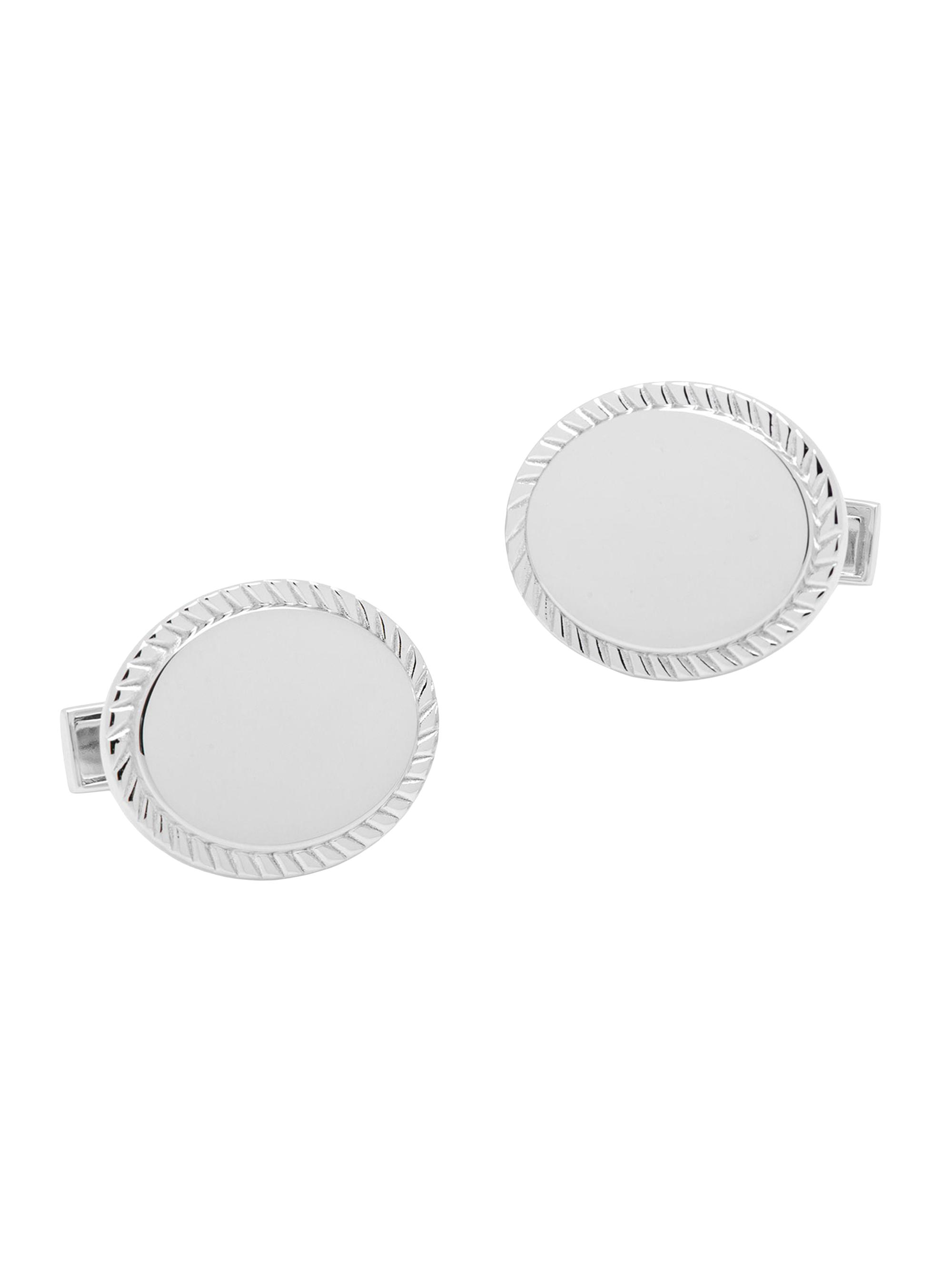 Cufflinks, Inc. Men's Rope Border Oval Engravable Cufflinks - Silver