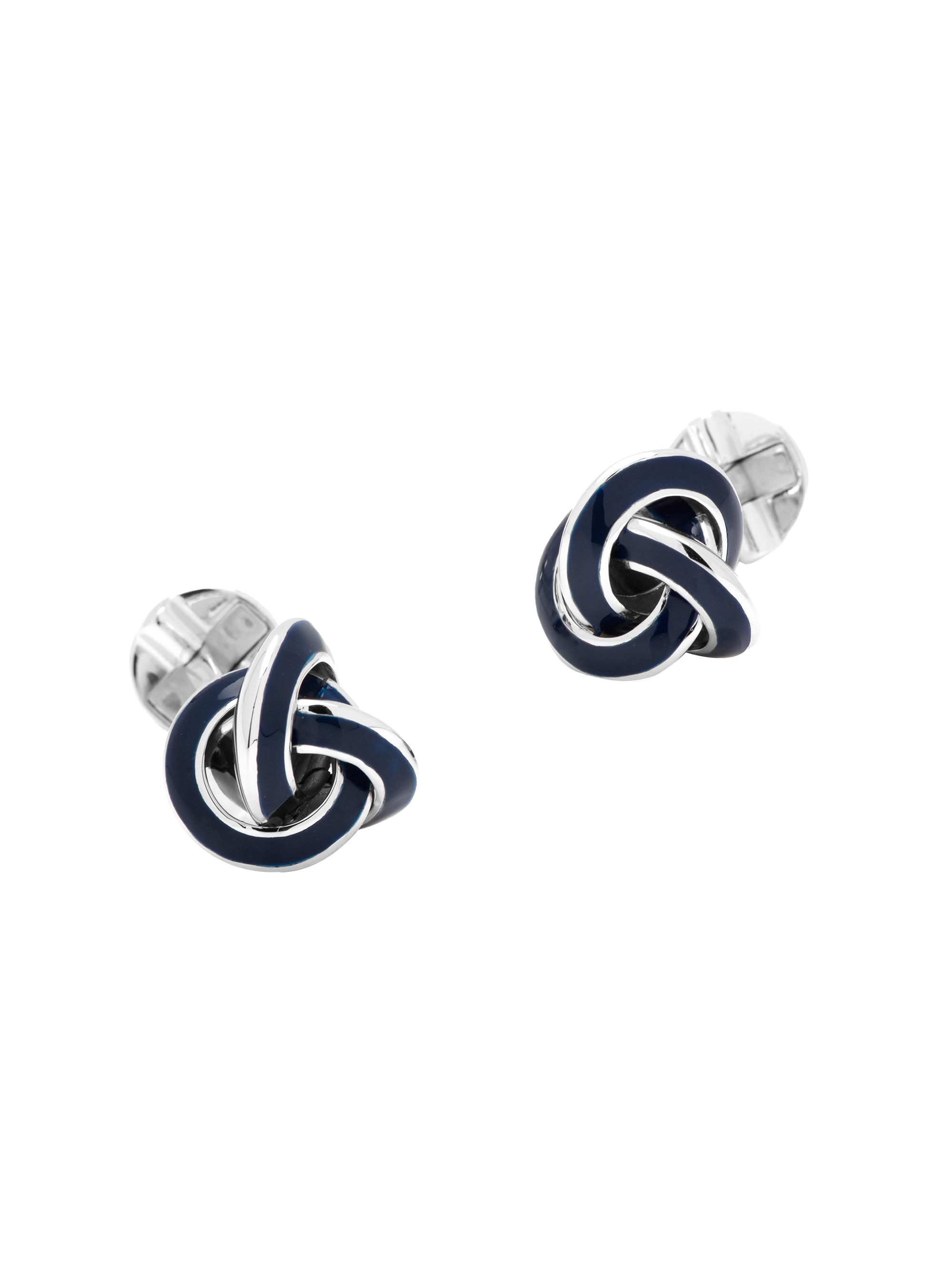 Cufflinks, Inc. Men's Sterling Blue Enamel Knot Cufflinks - Blue