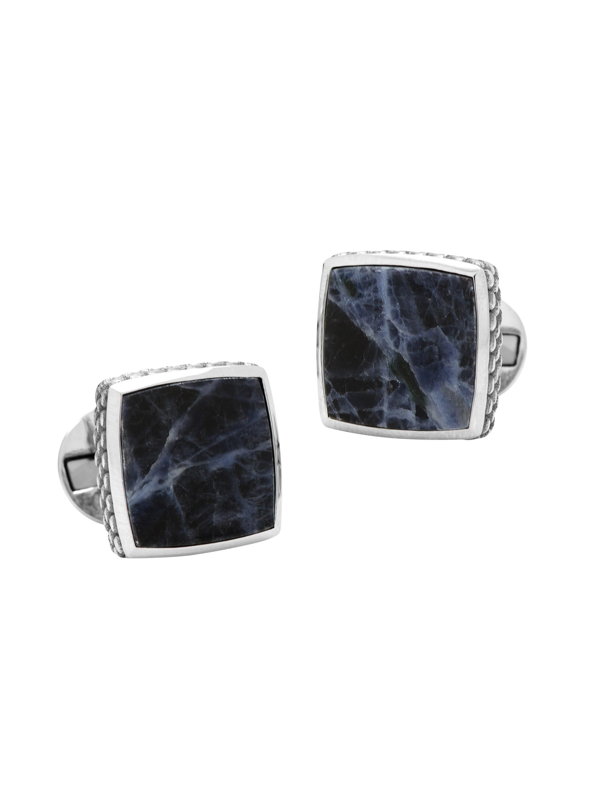 Cufflinks, Inc. Men's Classic Scaled Lapis Cufflinks - Silver