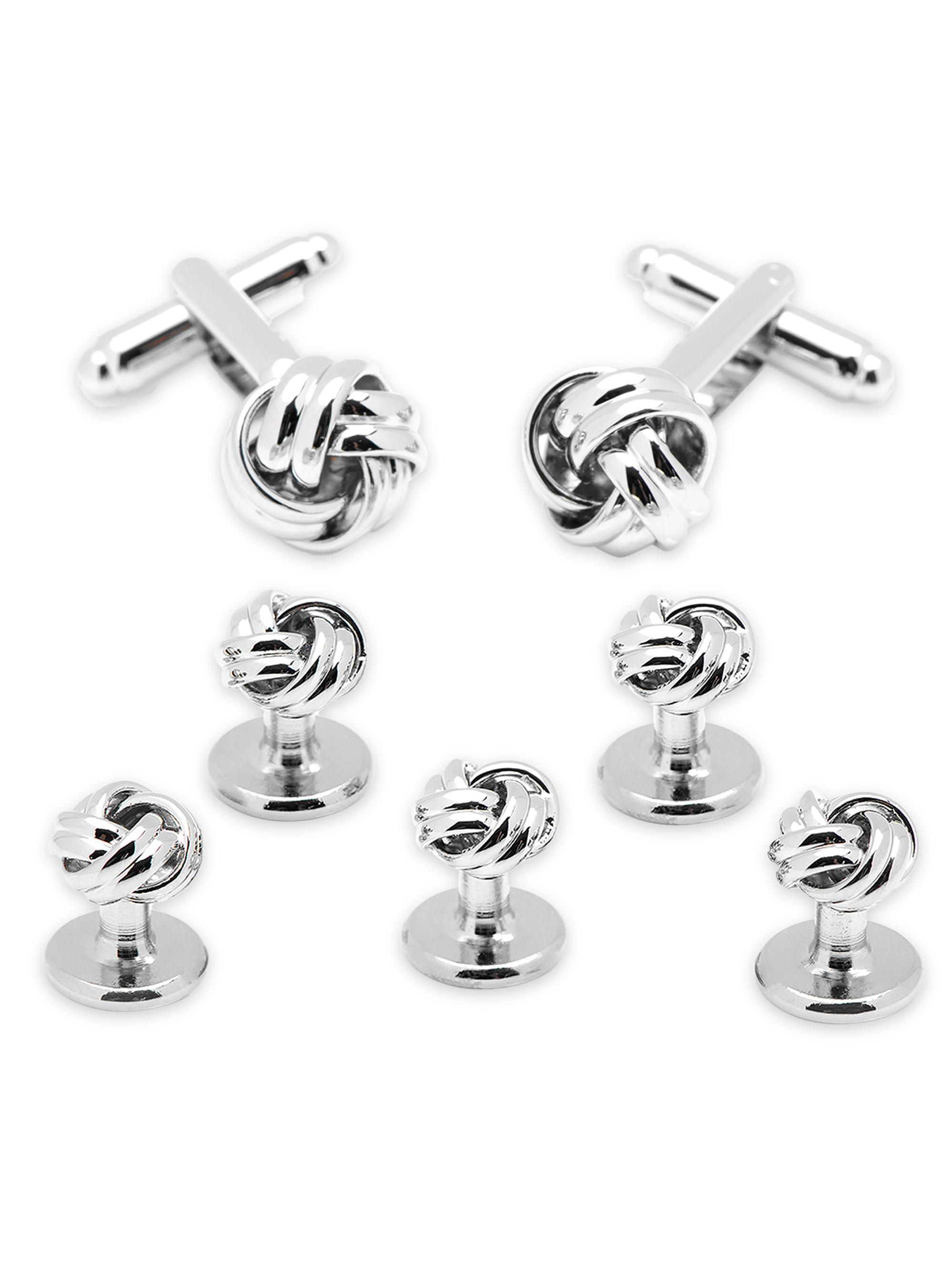Cufflinks, Inc. Men's 5-Piece Silver Knot Stud Set - Silver