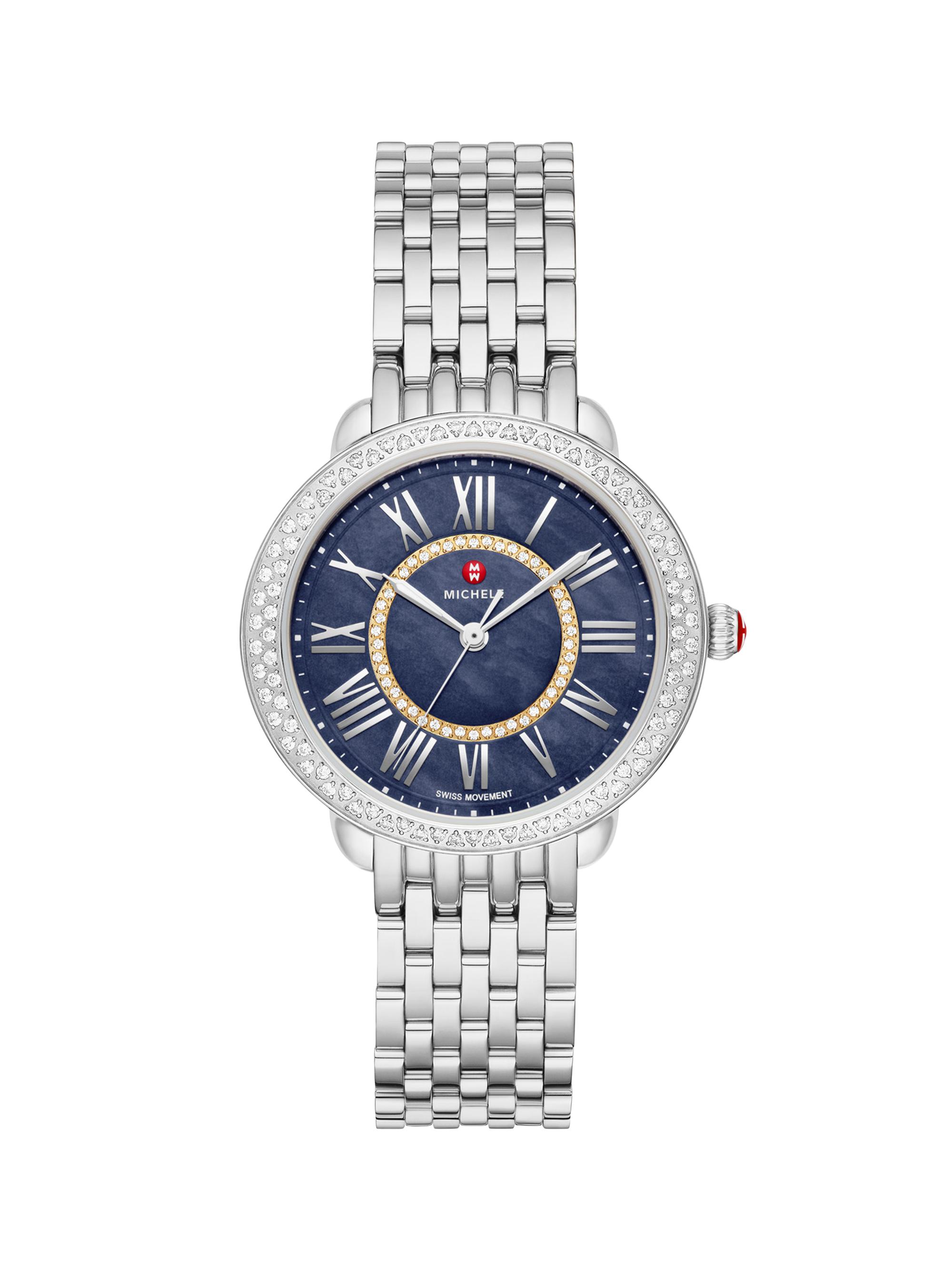 Michele Women's Serein Mid Stainless Steel & Diamond Bracelet Watch - Silver