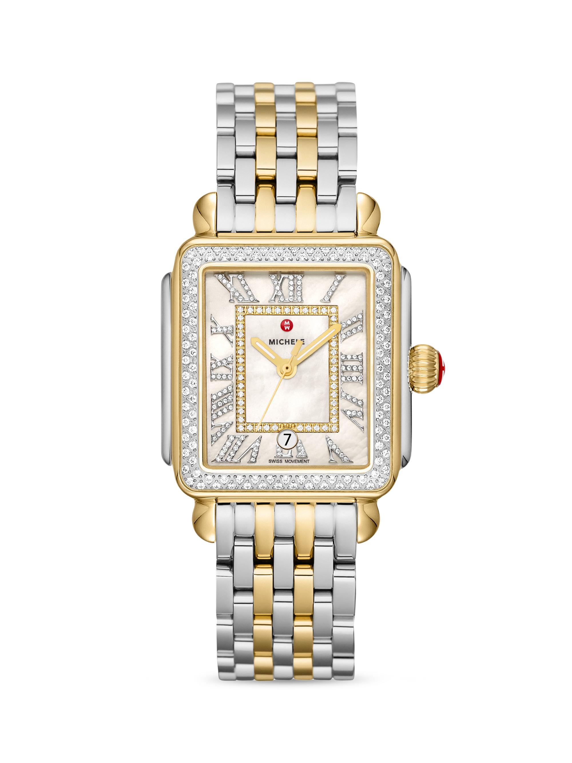Michele Women's Deco Madison Two-Tone Stainless Steel & Diamond Bracelet Watch - Two Tone