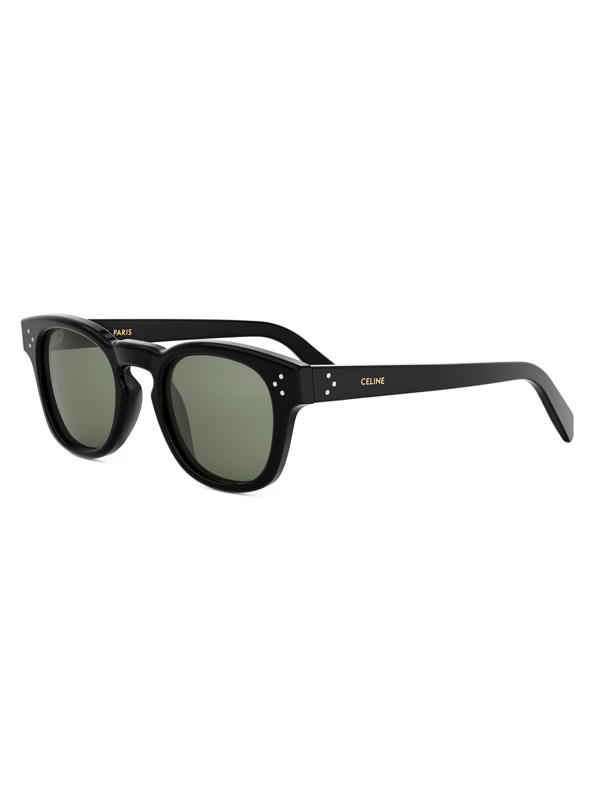 CELINE Men's 49MM Square Sunglasses - Shiny Black Green