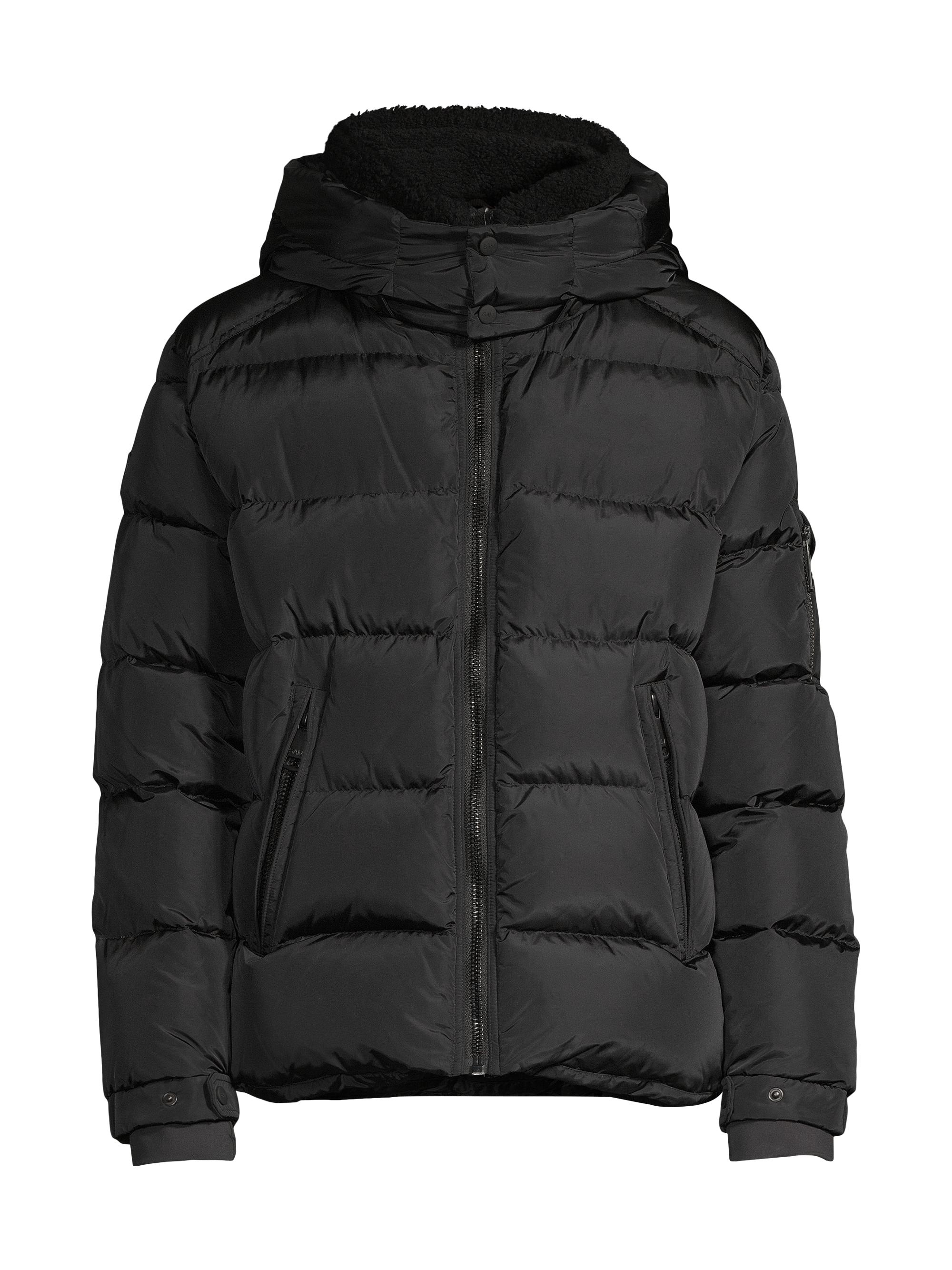 SAM. Men's Frontier Hooded Shearling Trim Down Jacket - Black