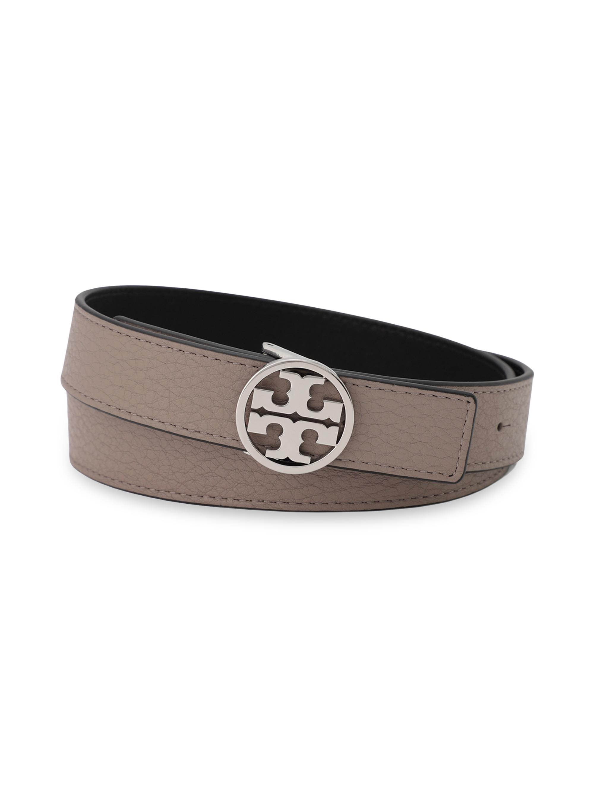 Tory Burch Women's Miller Reversible Leather Belt - Grey Heron