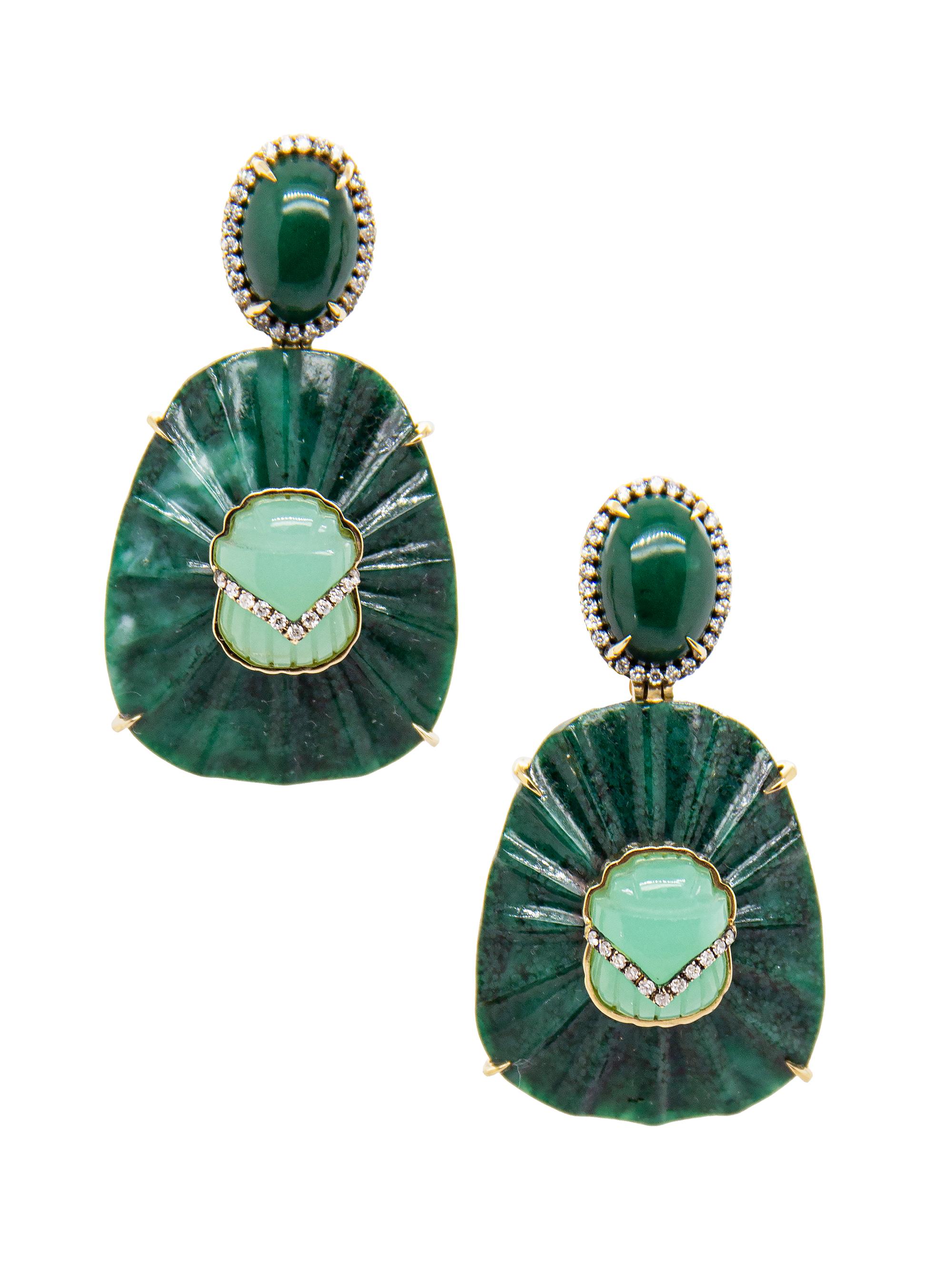 Silvia Furmanovich Women's Egypt 18K Yellow Gold, Dumortierite, Crysoprase & 0.21 TCW Diamond Earrings - Green