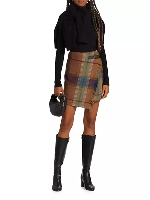 70s Plaid Ralph Lauren Wool Skirt. A Line Beautiful Wool Plaid 