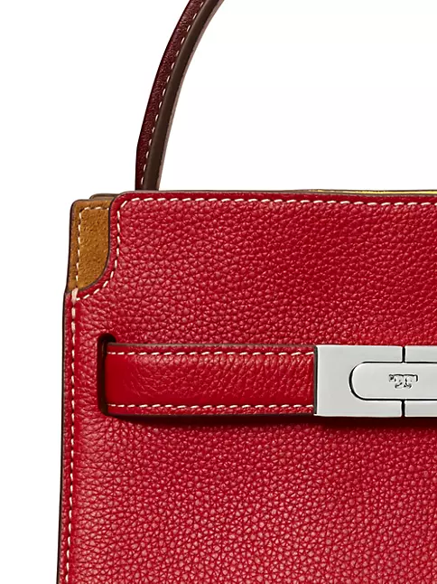 Tory Burch Lee Radziwill Pebbled Petite Double Bag in Red