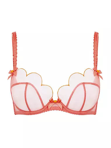 Agent Provocateur Womens Pink/red Lorna Scalloped Mesh Plunge Bra 38d