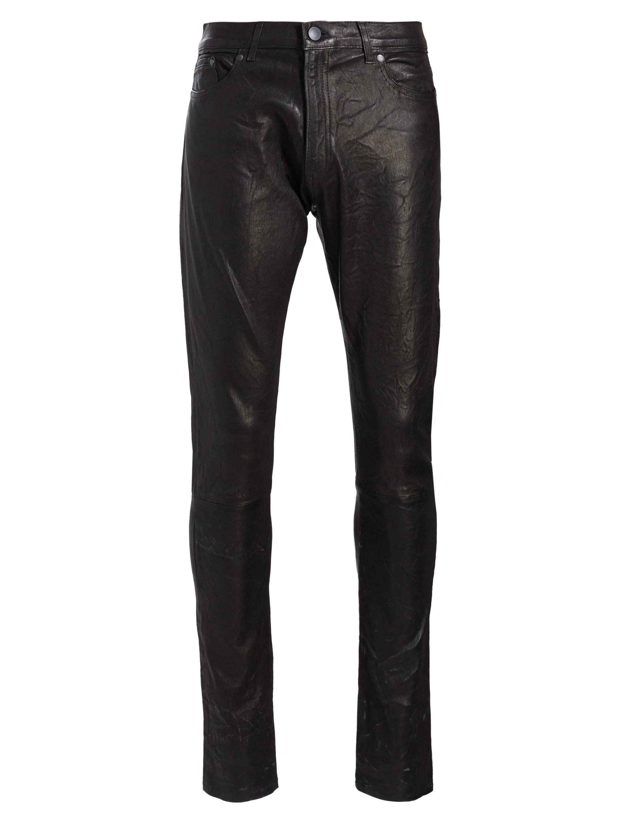John Elliott Men's Leather Slim-Fit Cast 2 Jeans - Black Lamb Leather