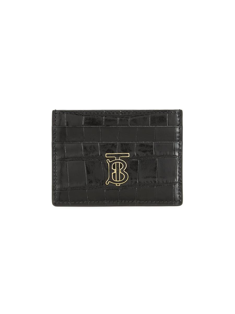 Burberry TB Croc-Embossed Leather Card Case | Saks Fifth Avenue