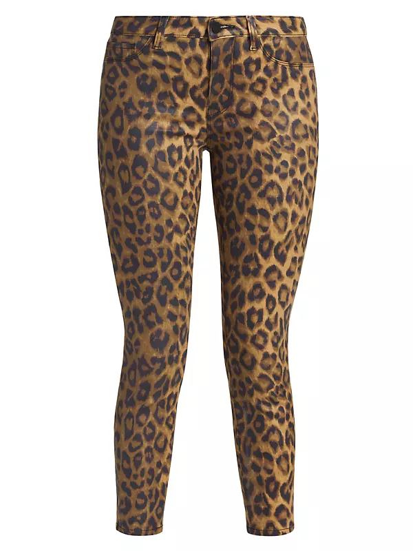 Shop L'AGENCE Margot Mid-Rise Stretch Skinny Cropped Cheetah Jeans