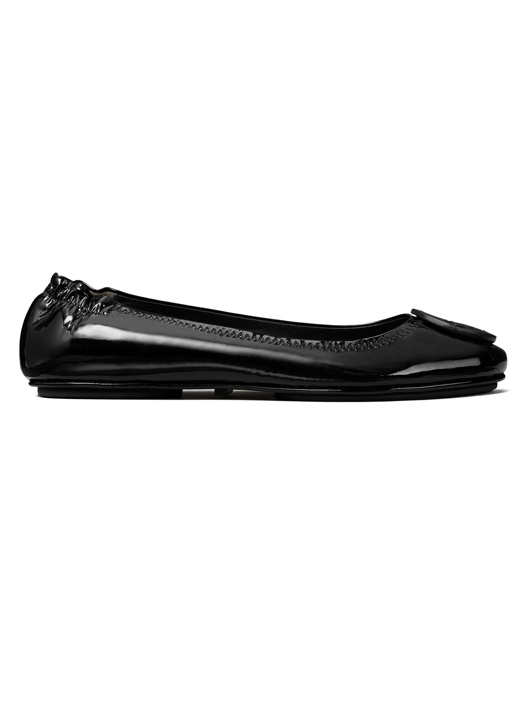 Tory Burch Women's Minnie Patent-Leather Travel Ballet Flats - Perfect Black