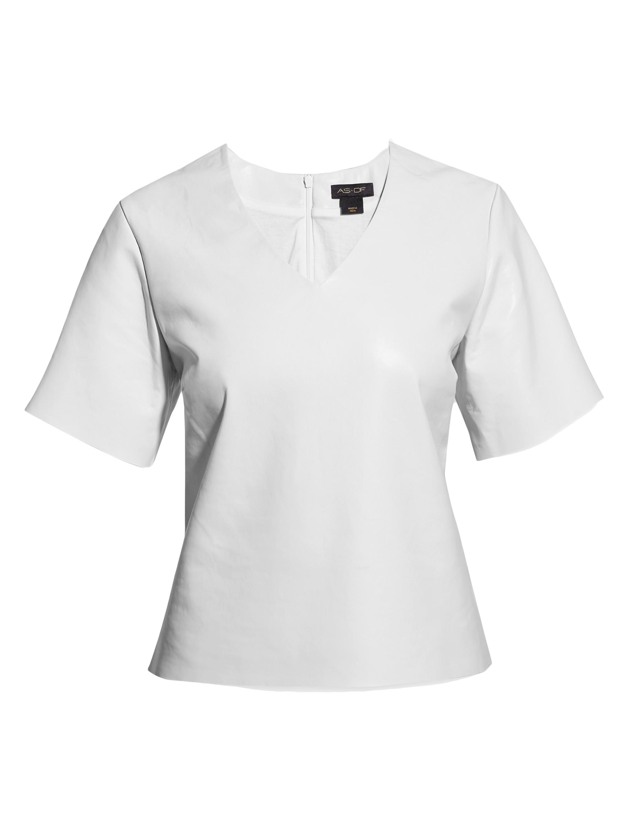 AS by DF Women's Felicity Recycled Leather V-Neck Top - White
