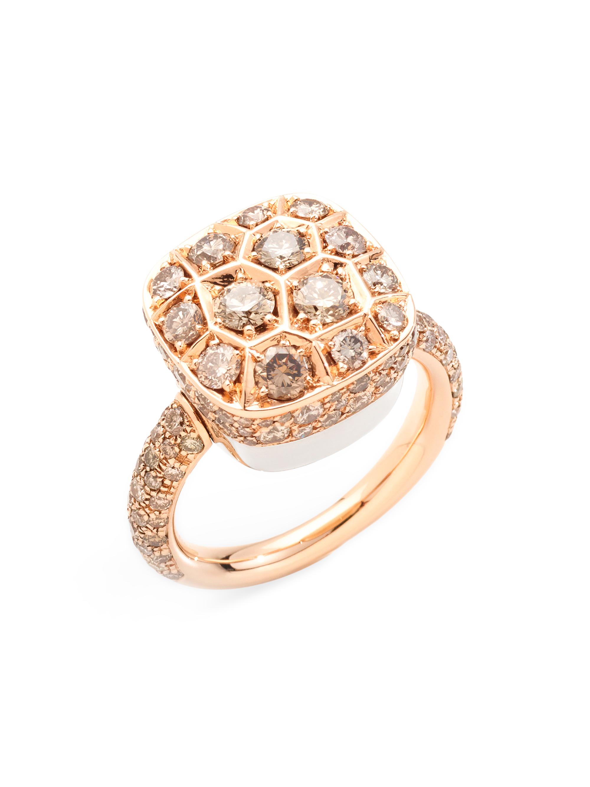 Pomellato Women's Nudo Assoluto 18K Rose Gold, 18K White Gold & Brown Diamond Ring - Rose Gold