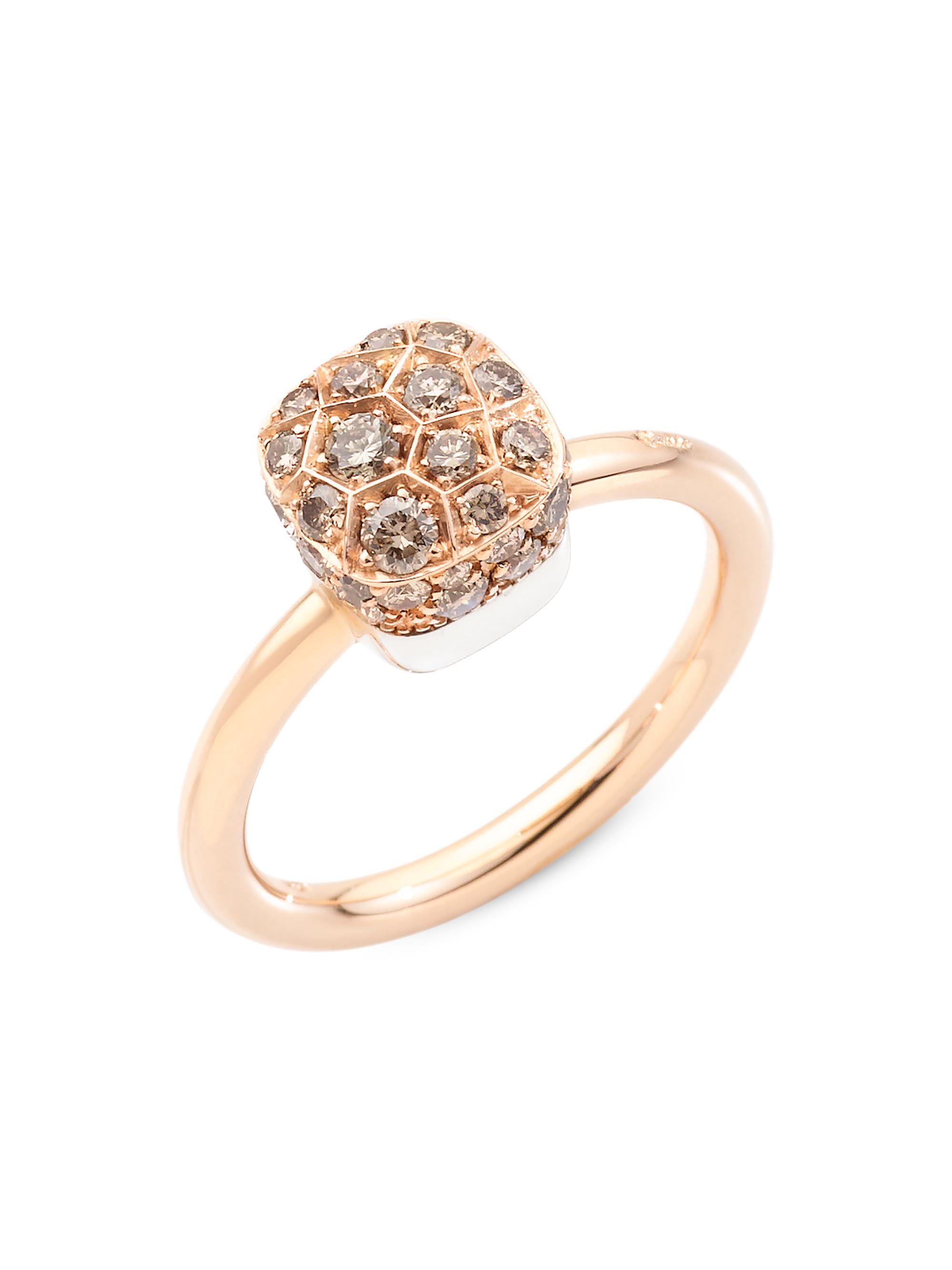 Pomellato Women's Nudo Petit Two-Tone 18K Gold & 0.9 TCW Diamond Ring - Rose Gold