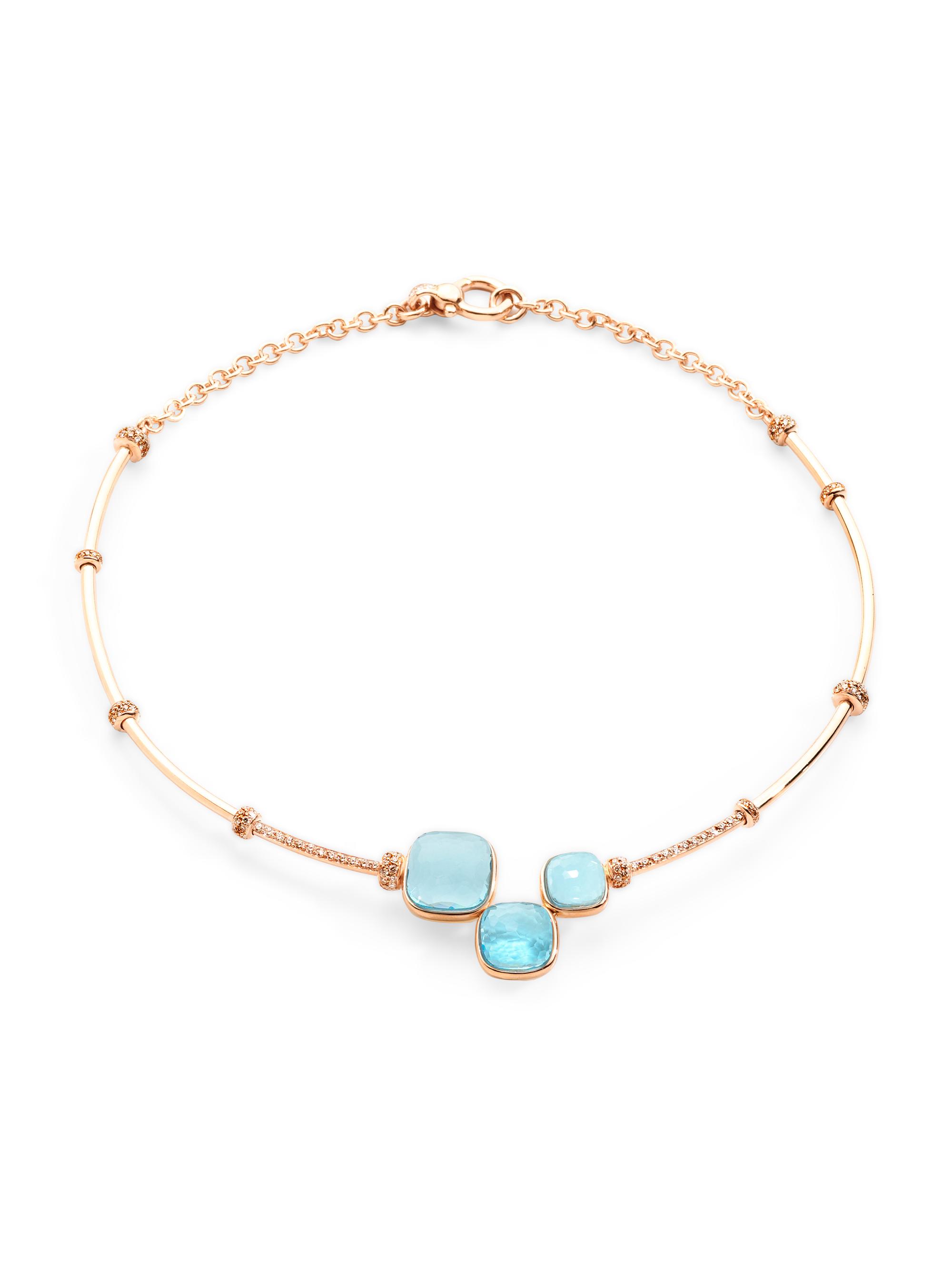 Pomellato Women's Nudo 18K Rose Gold, Sky Blue Topaz, & Diamond Necklace - Rose Gold