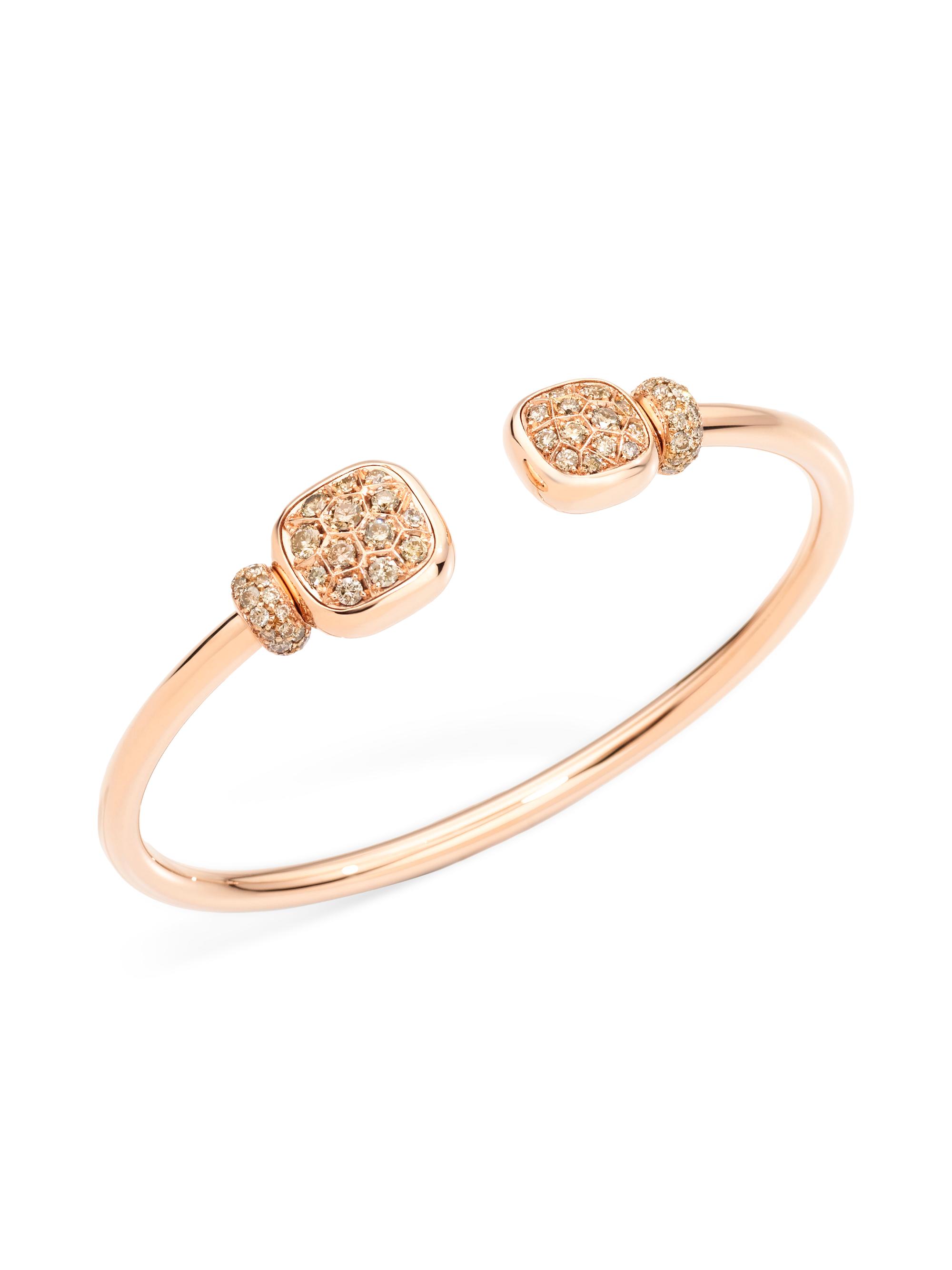 Pomellato Women's Nudo Petit 18K Rose Gold, 18K White Gold, Brown Diamond & White Topaz Cuff Bracelet - Rose Gold