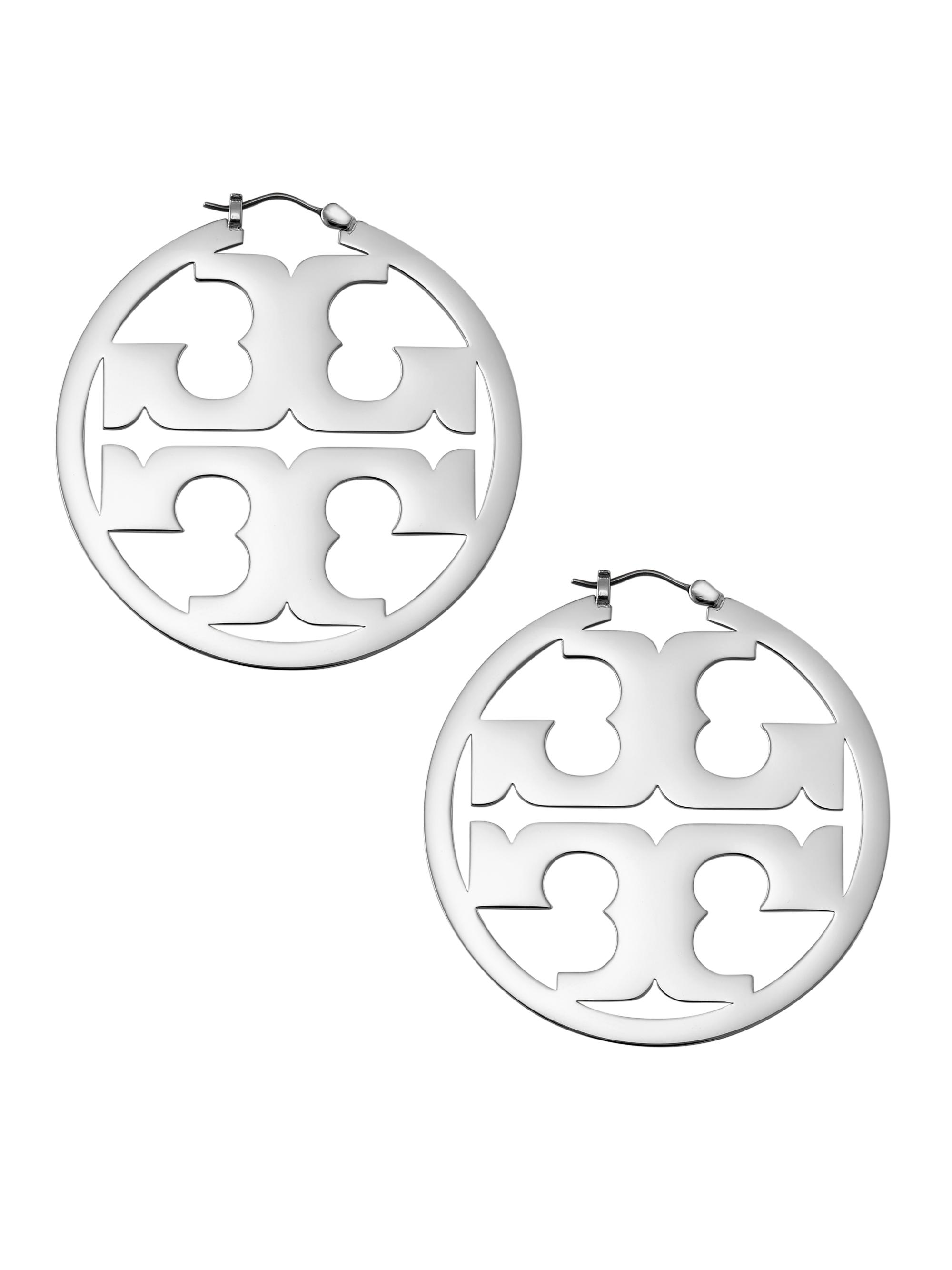 Tory Burch Women's Miller Hoop Earrings - Tory Silver