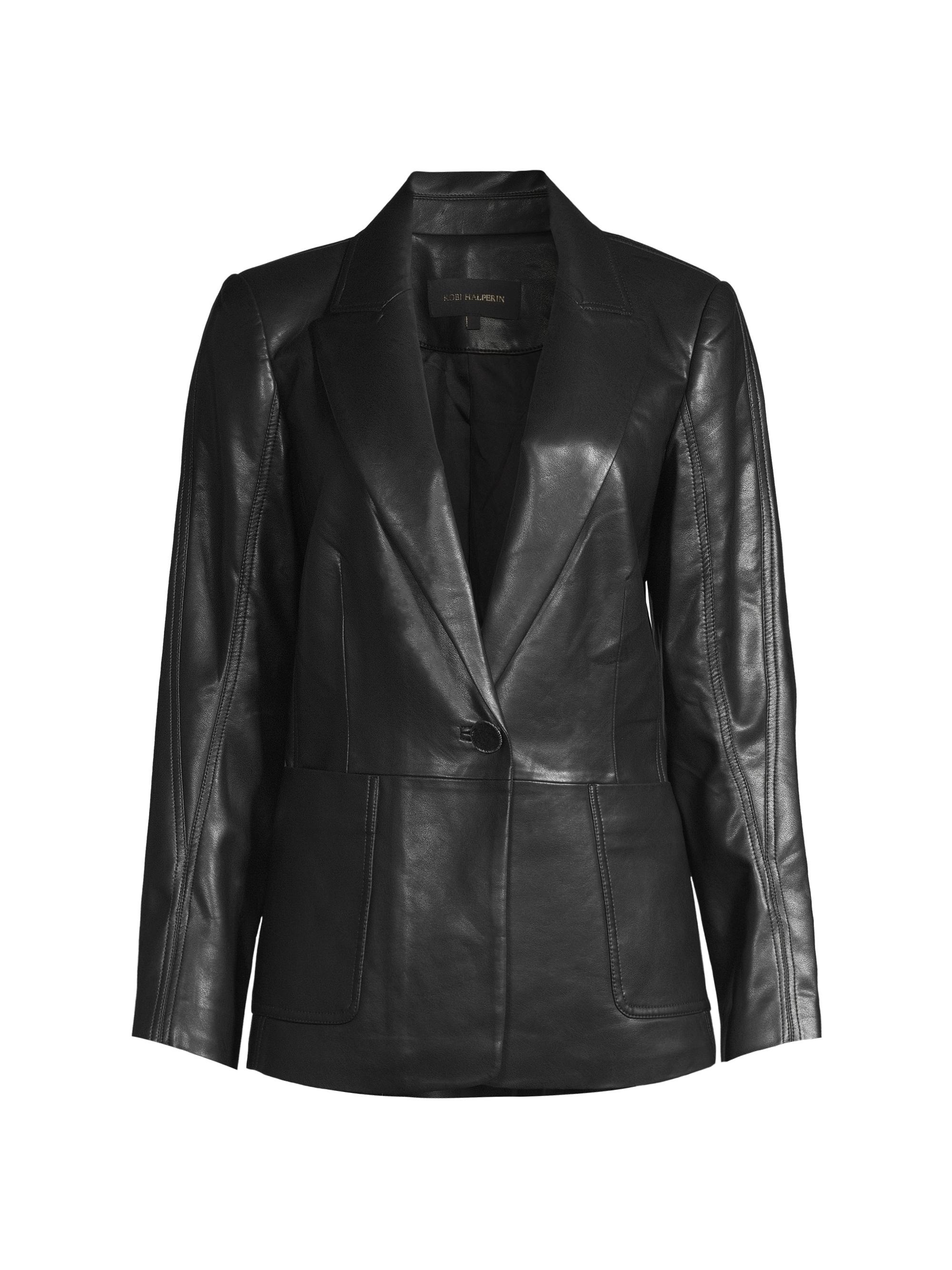 Kobi Halperin Women's Benji Faux Leather Blazer Jacket - Black