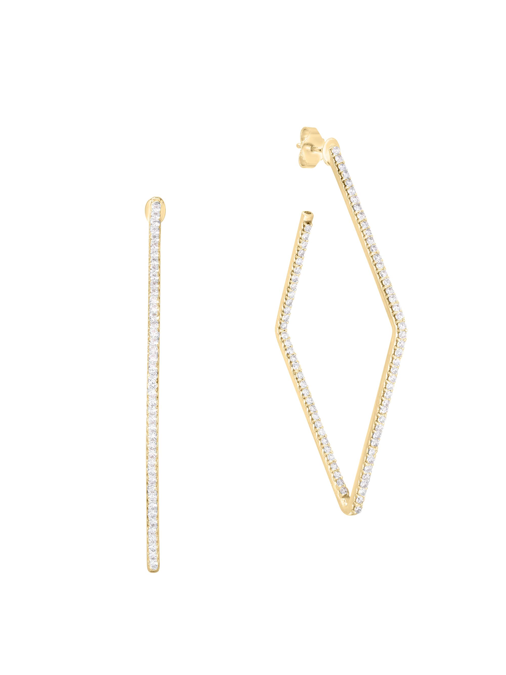 Roberto Coin Women's Diamond Hoops 18K Gold & Diamond Square Hoop Earrings - Yellow Gold