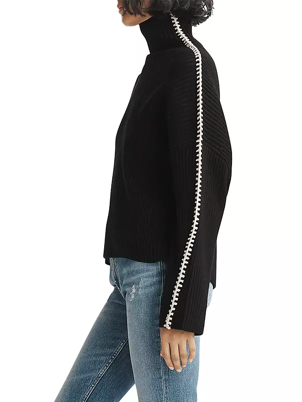 Shop rag & bone Ingrid Stitched Turtleneck Sweater | Saks Fifth Avenue