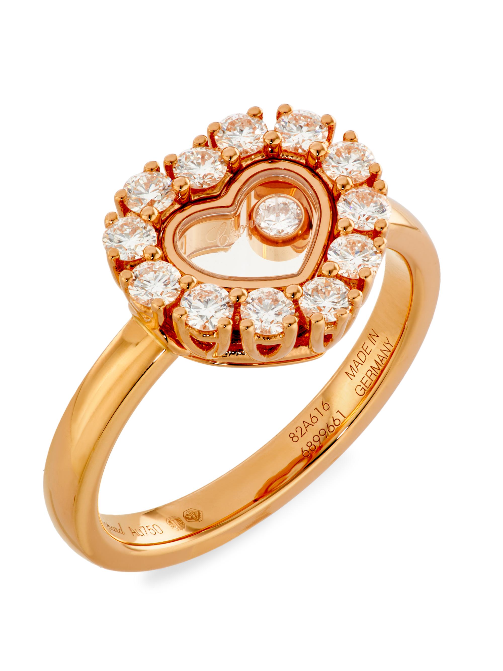 Chopard Women's Happy Diamonds 18K Rose Gold & 0.3 TCW Diamond Heart Ring - Gold