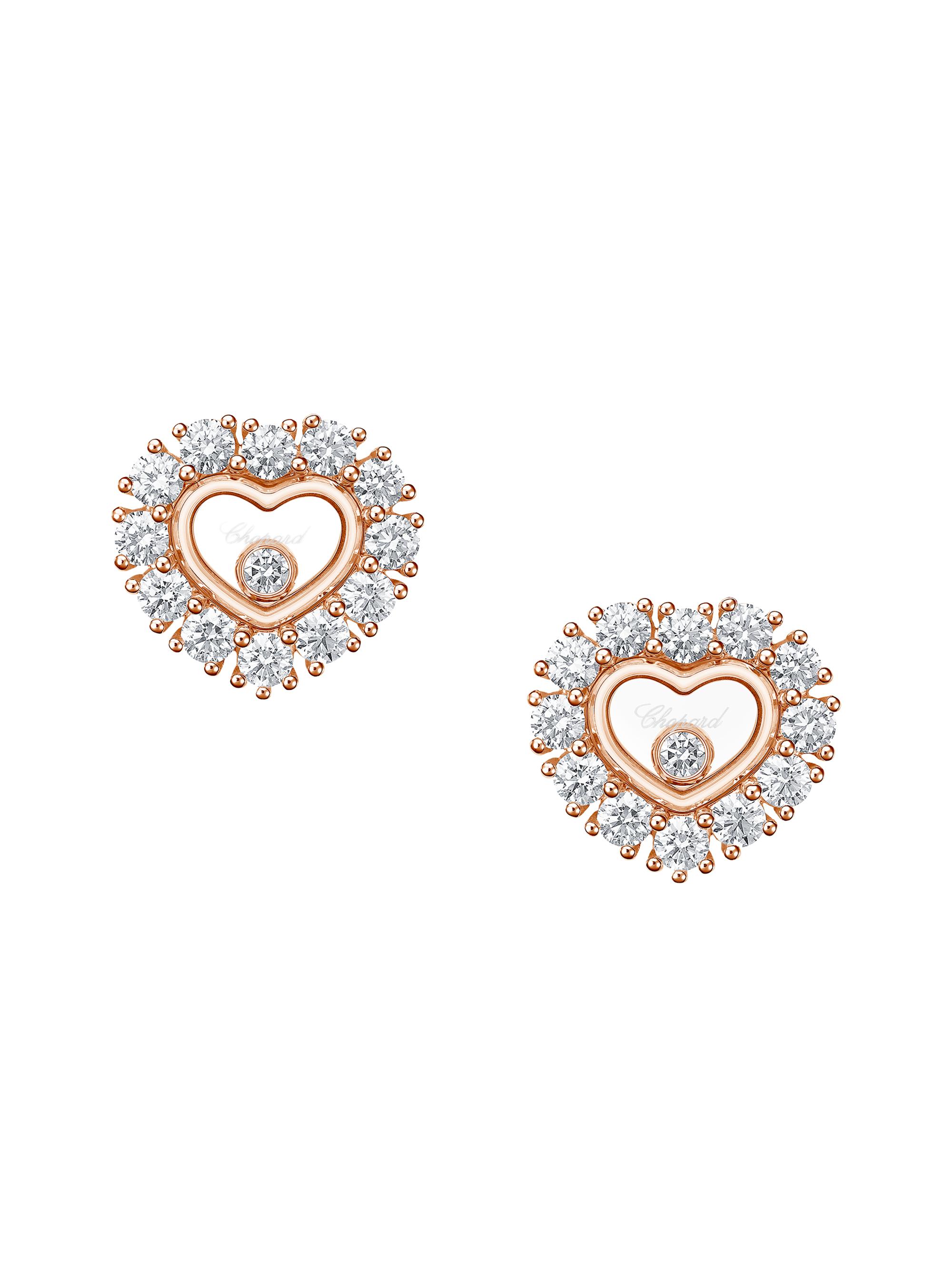 Chopard Women's Happy Diamonds Icons 18K Rose Gold & 1.23 TCW Diamond Heart Stud Earrings
