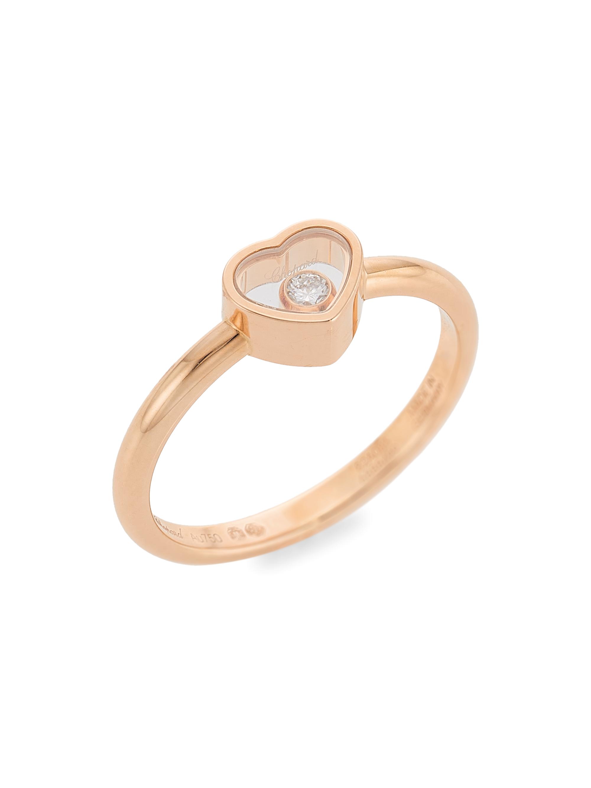 Chopard Women's My Happy Hearts 18K Rose Gold & Diamond Ring - Pink